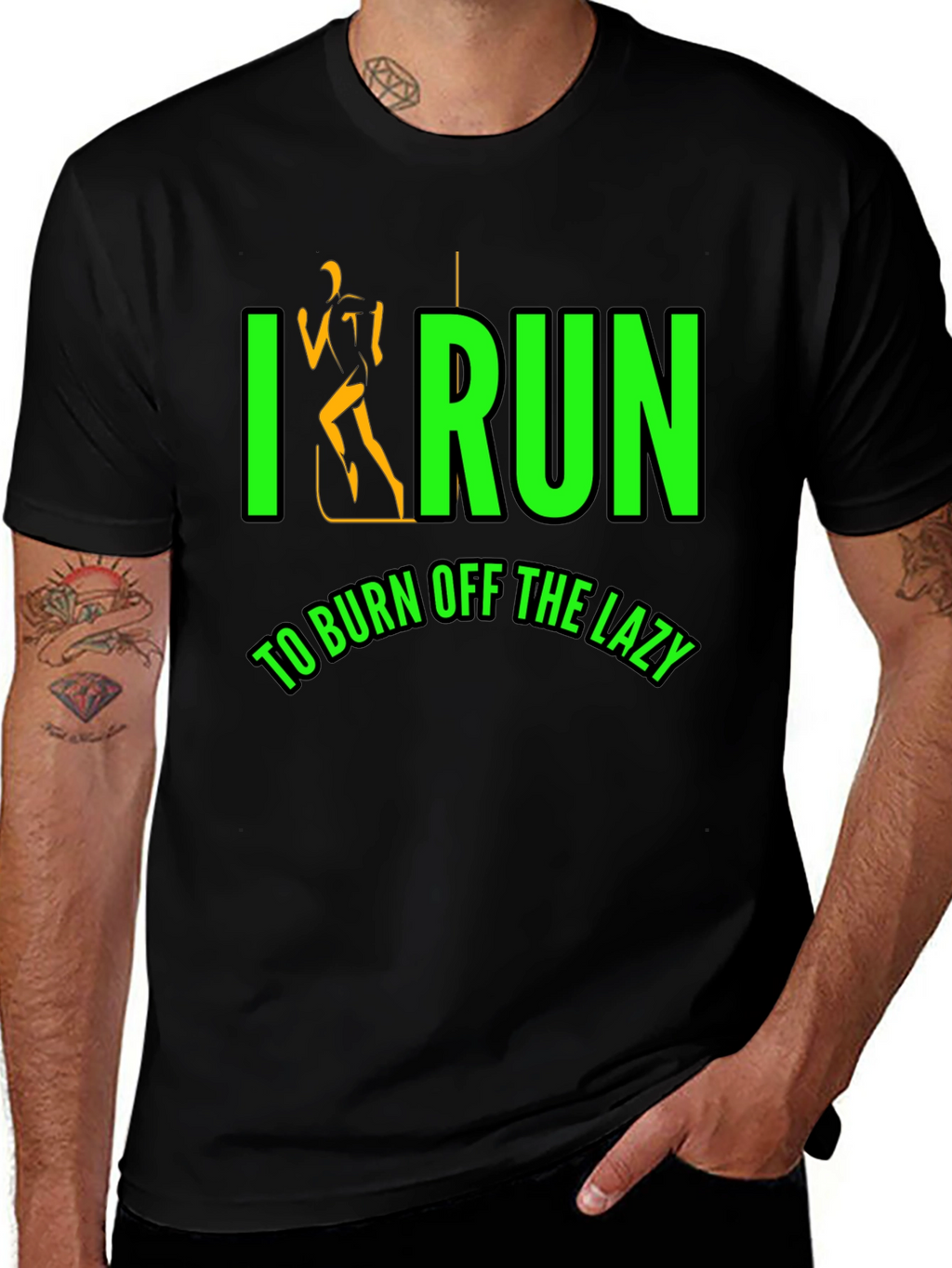 I Run To Burn Off The Lazy Black T-Shirt