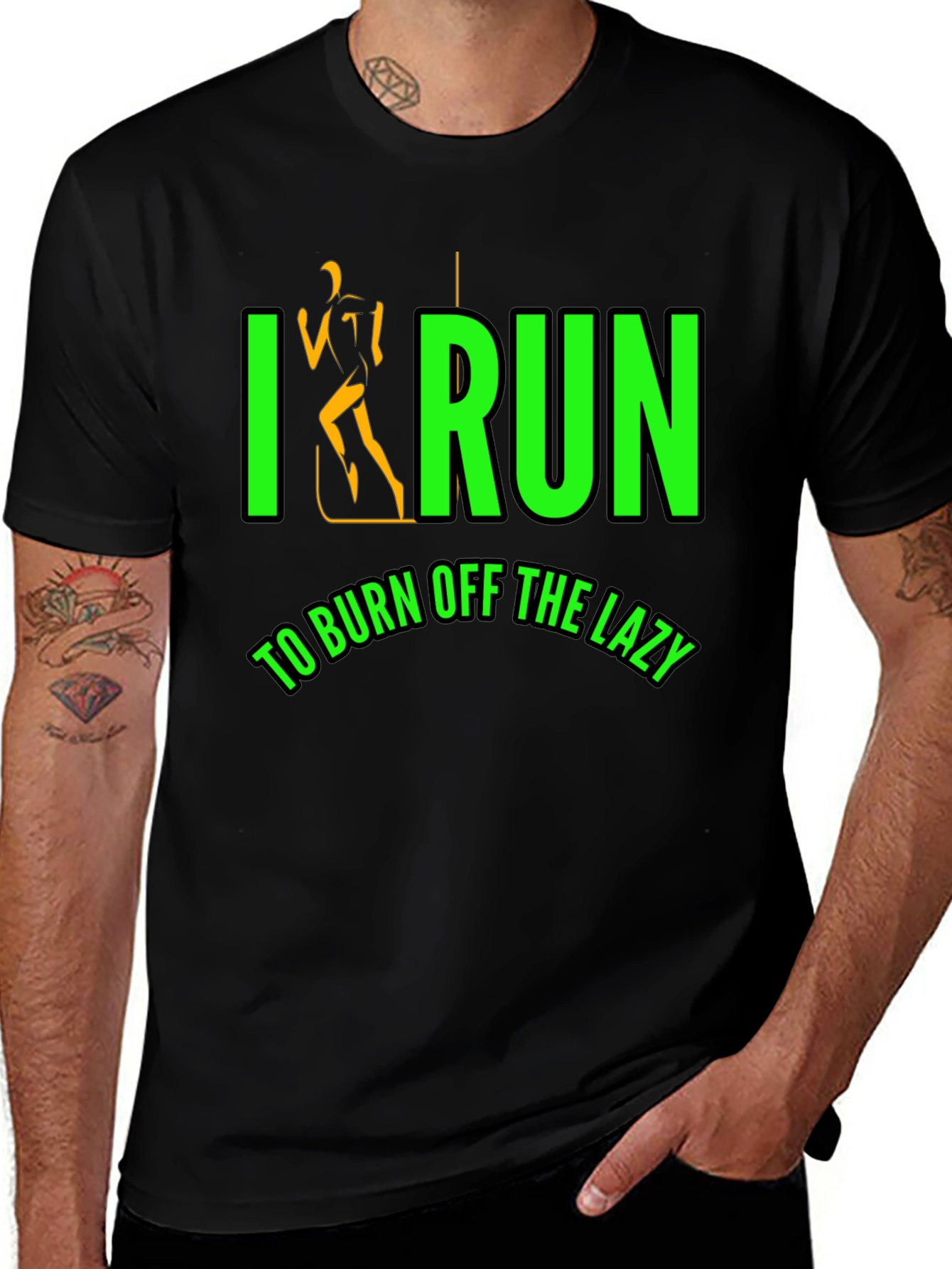 I Run To Burn Off The Lazy Black T-Shirt
