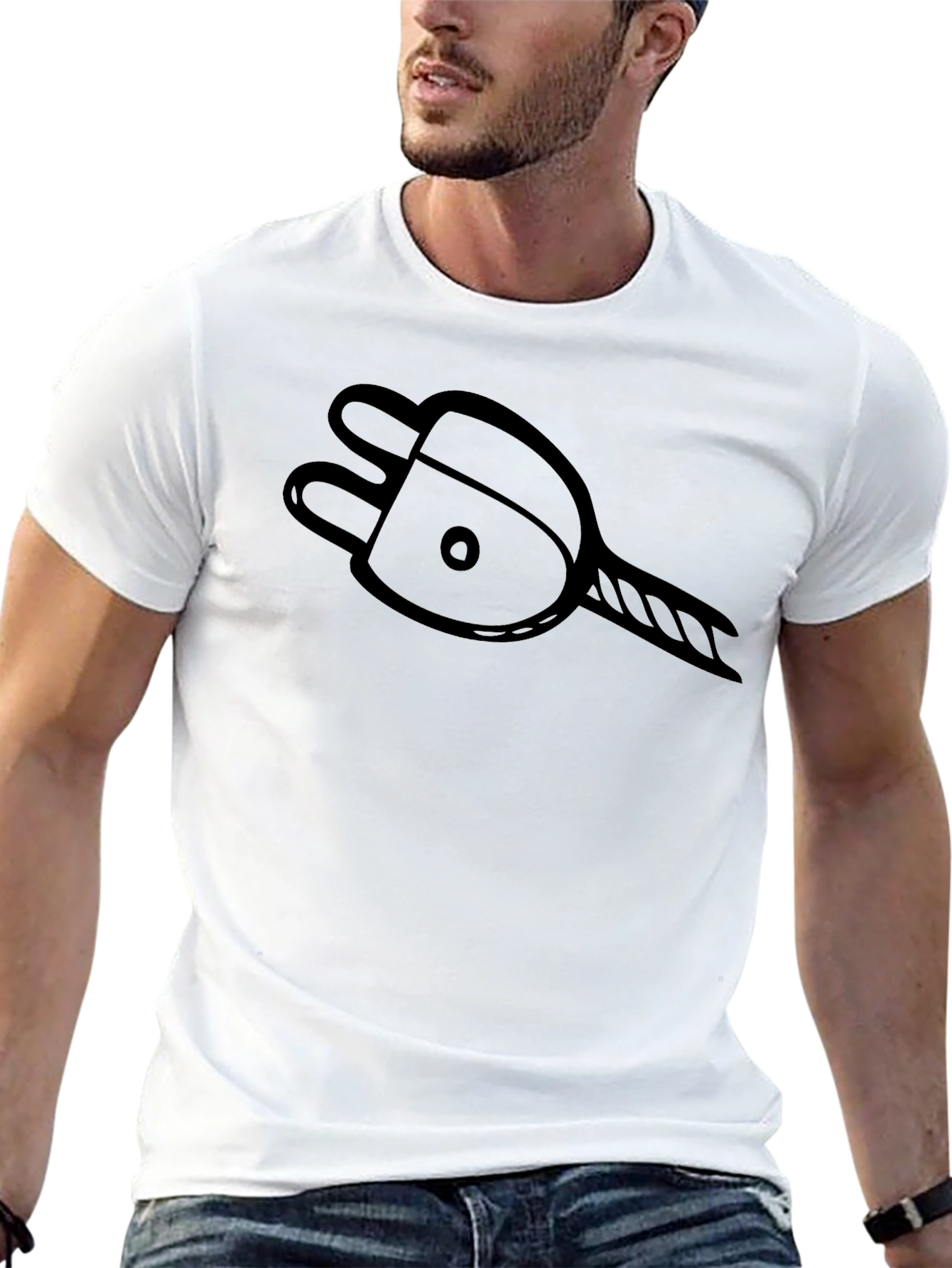 Electrical Plug Graphic Tee - Black Casual T-Shirt