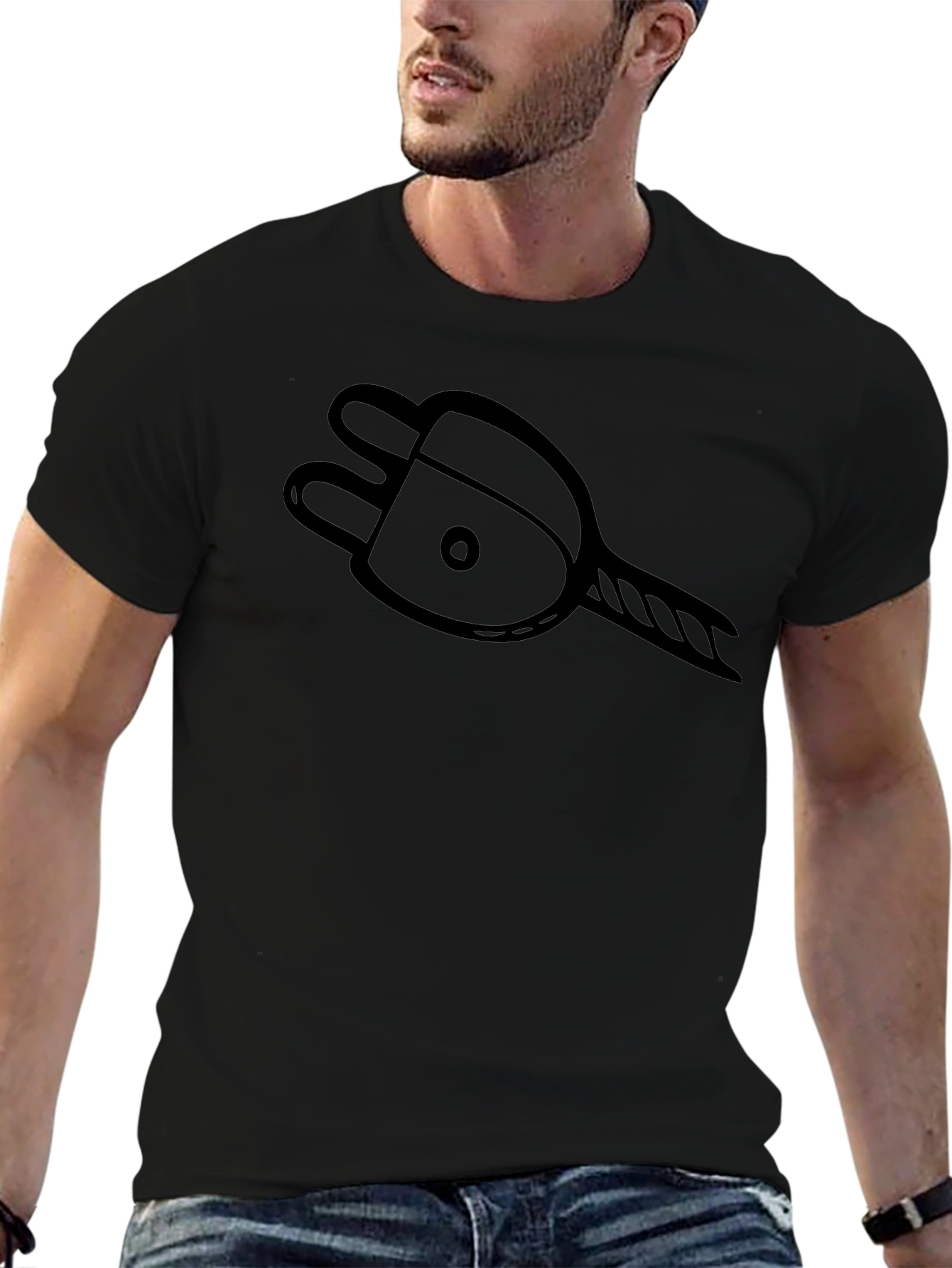 Electrical Plug Graphic Tee - Black Casual T-Shirt