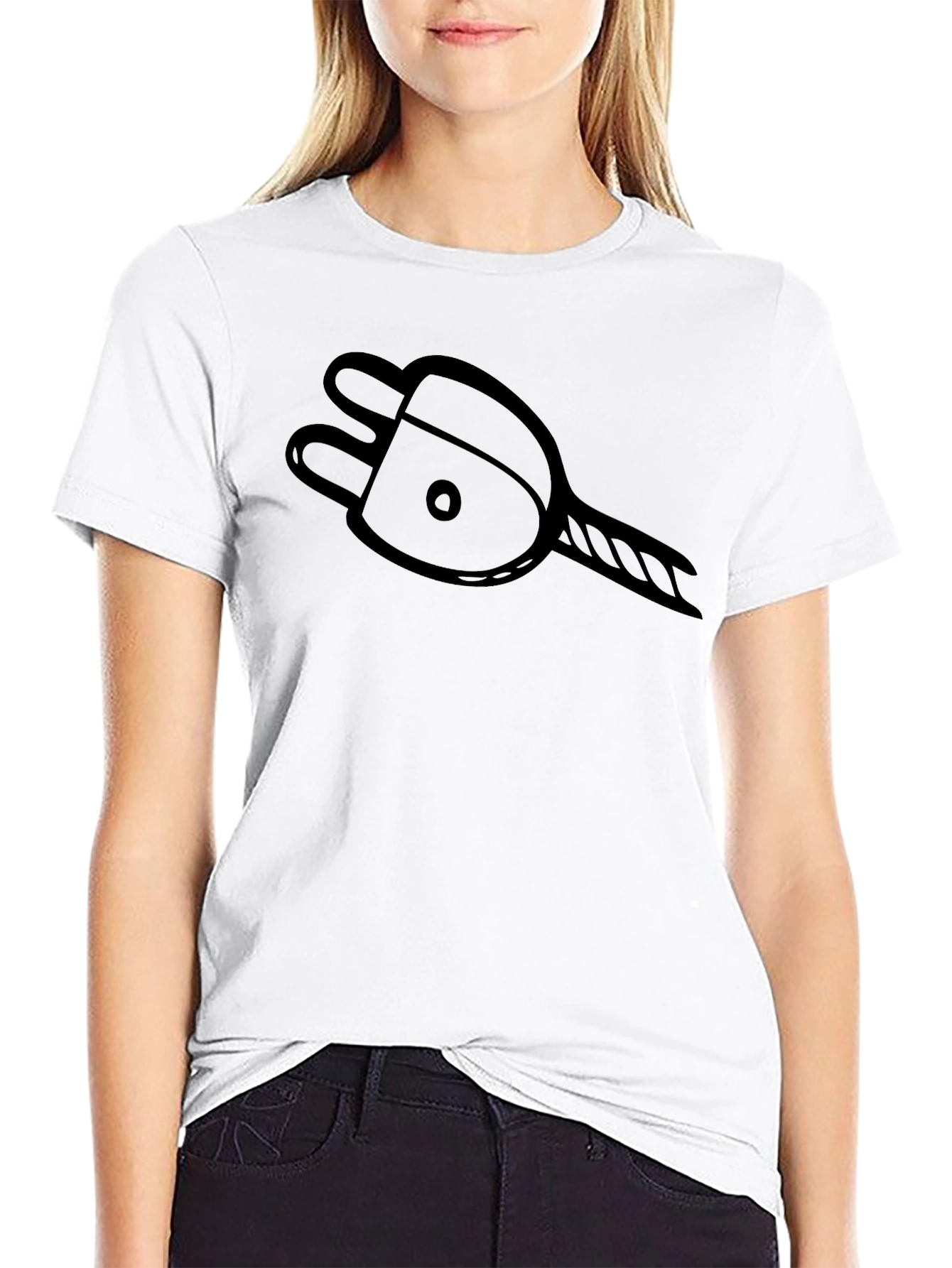 Electrical Plug Graphic Tee - Black Casual T-Shirt