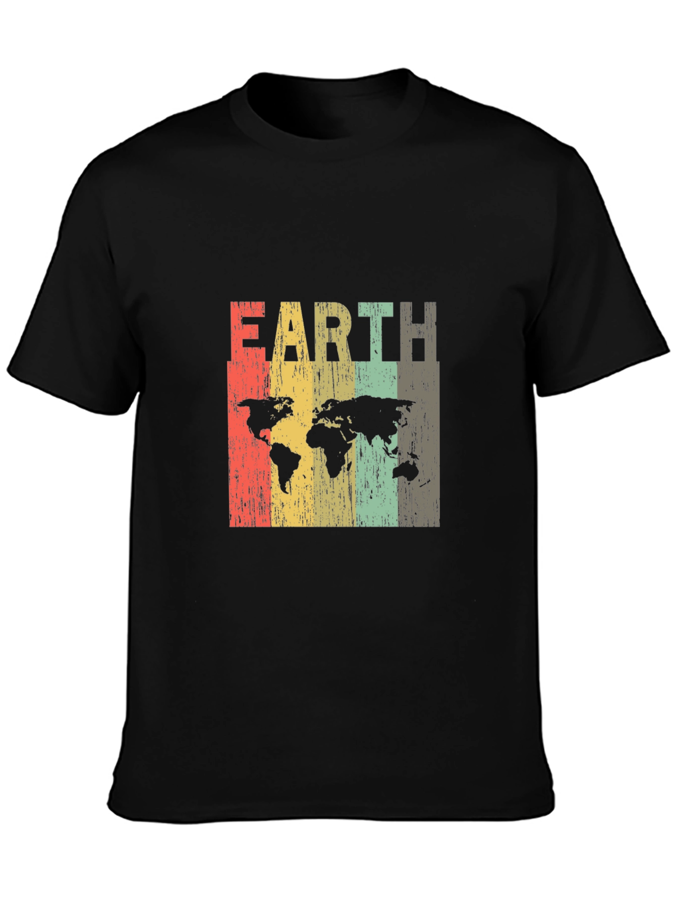 Vintage Earth Map Graphic Tee - Unisex Black T-Shirt