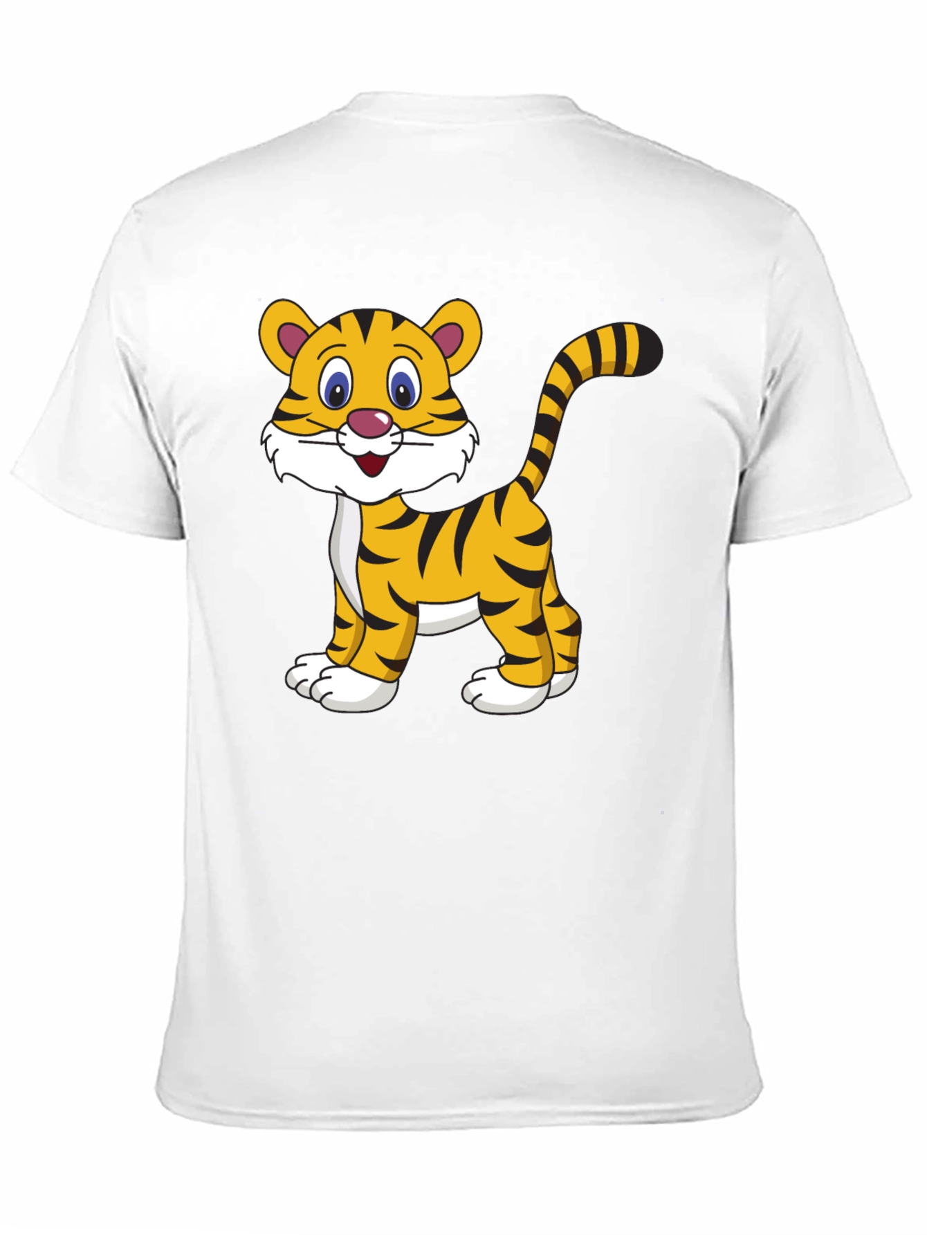 Cute Cartoon Tiger Graphic Tee - Black Cotton T-Shirt