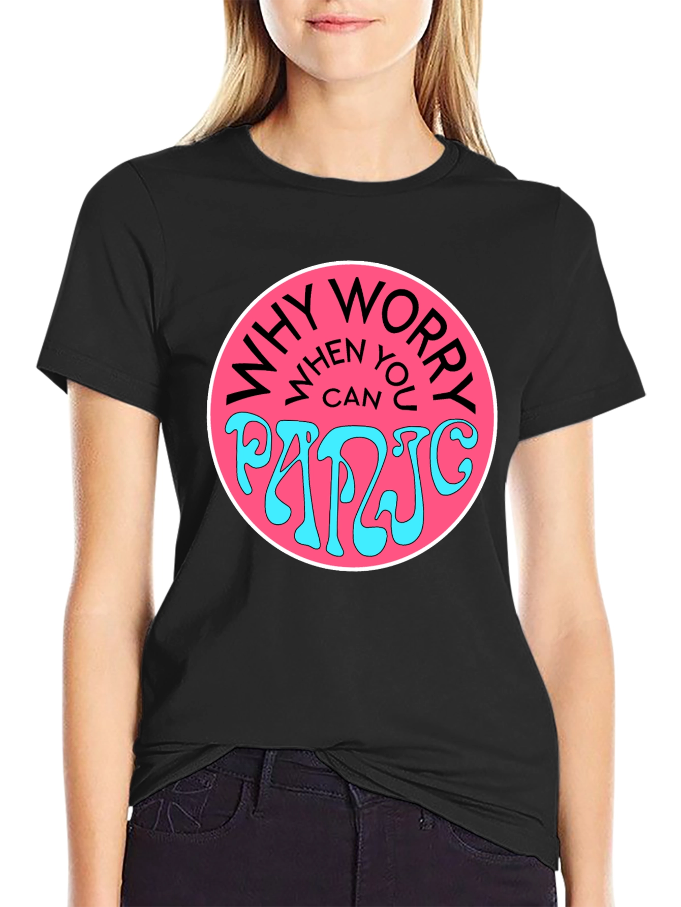 Why Worry Panic Black Graphic Tee