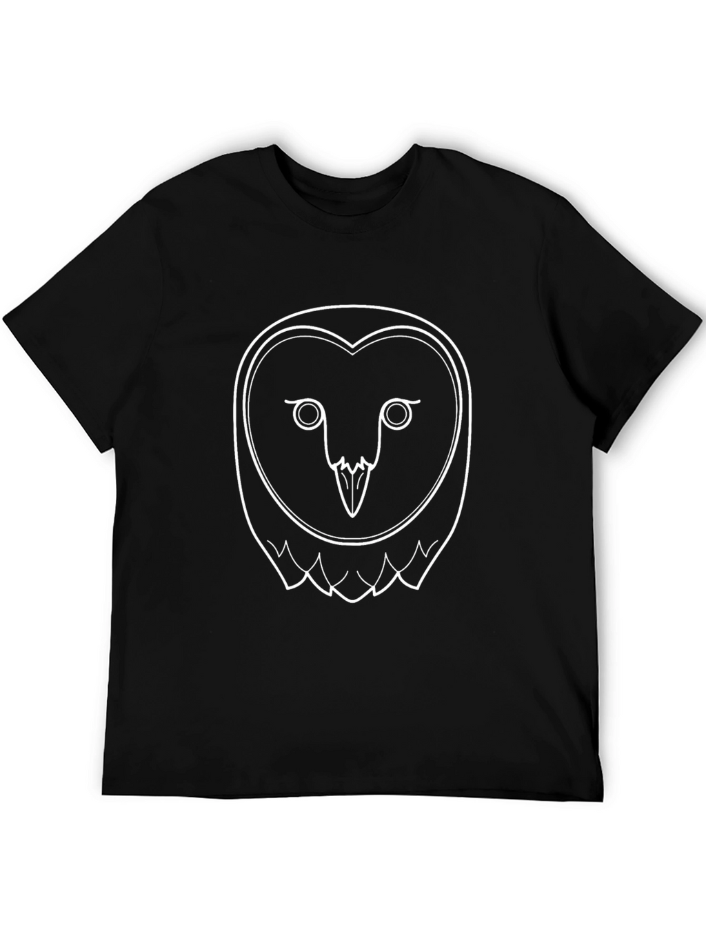 Owl Face Graphic Print Tee - Black