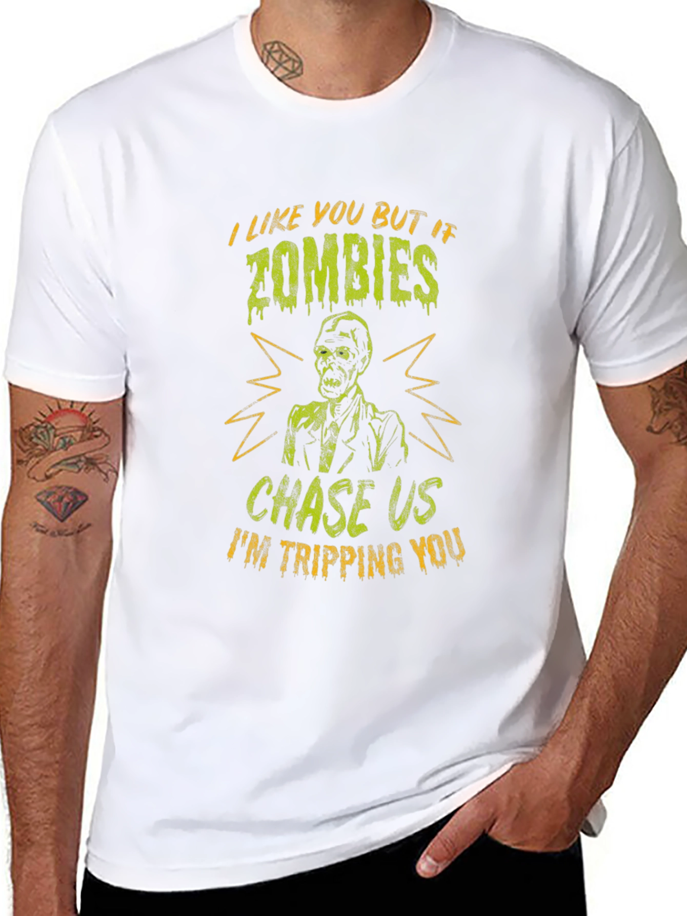 Zombie Chase T-Shirt - Funny Halloween Tee