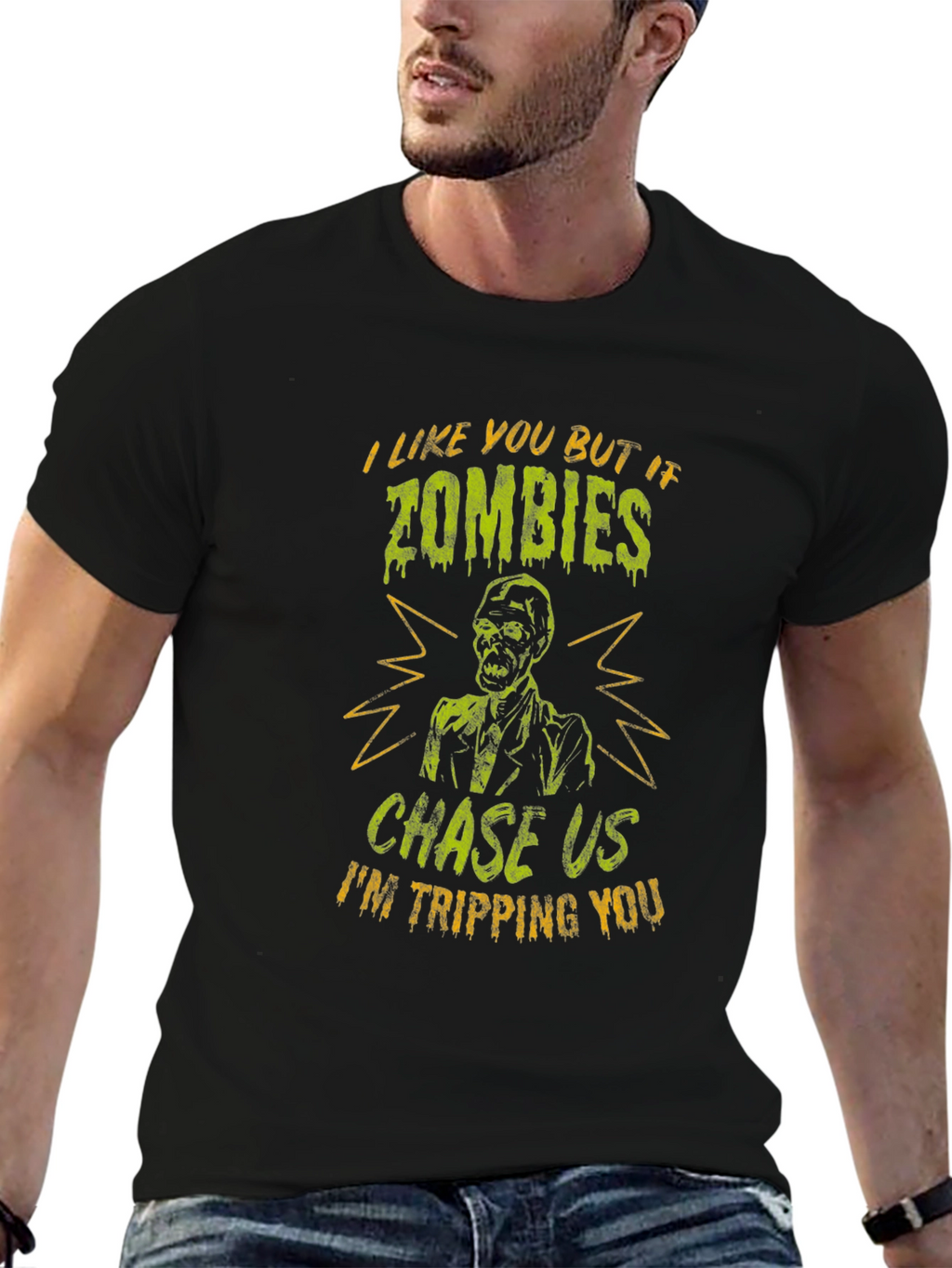 Zombie Chase T-Shirt - Funny Halloween Tee