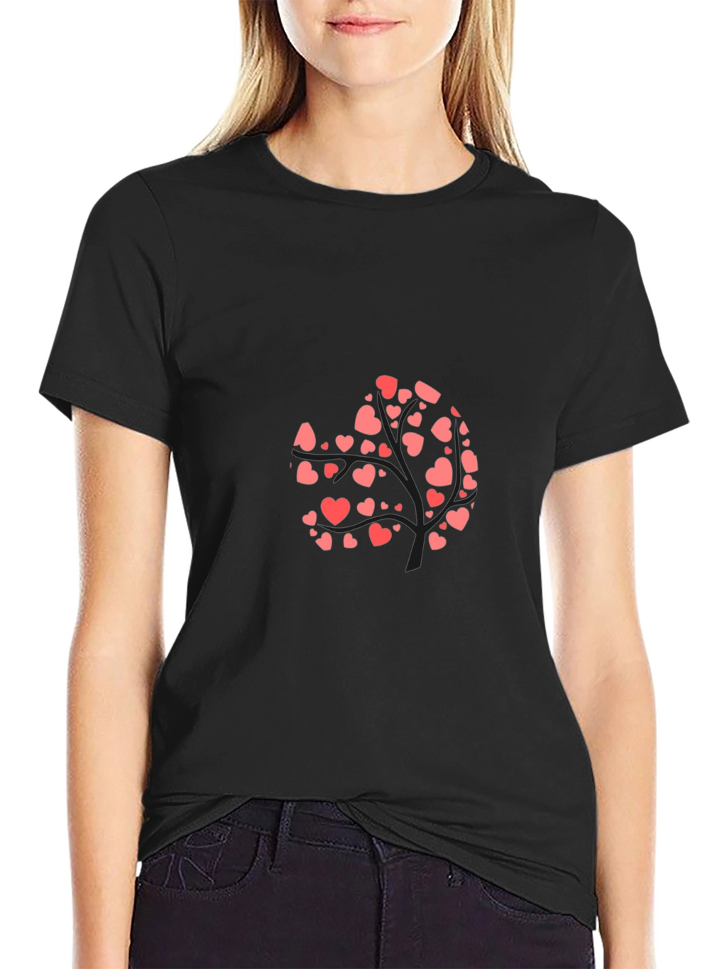 Heart Tree Graphic Black T-Shirt