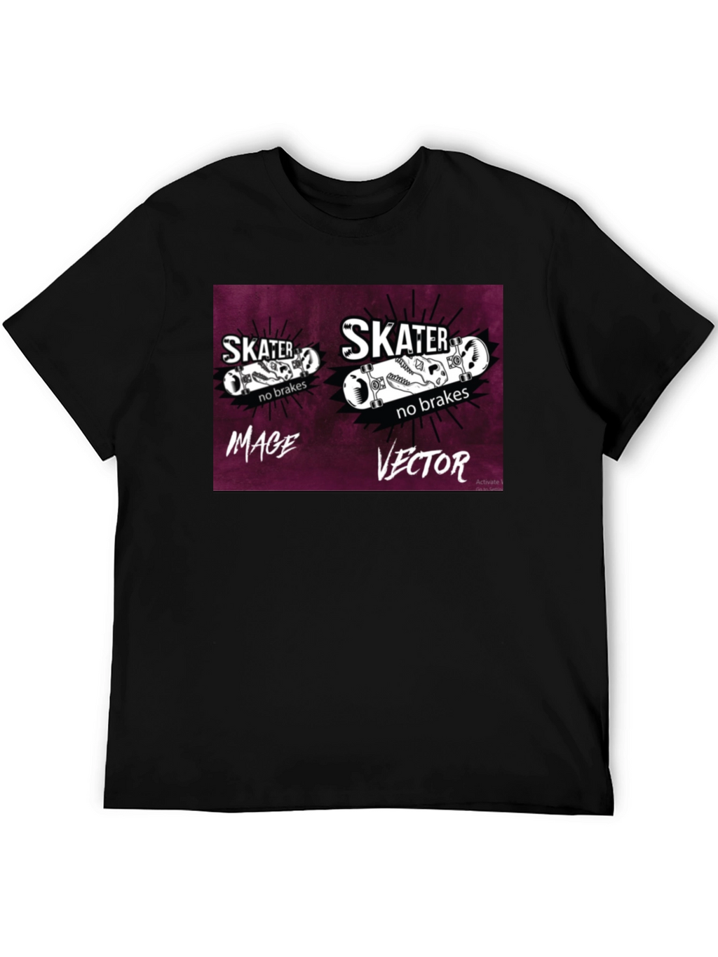 Skater No Brakes Graphic Black T-Shirt