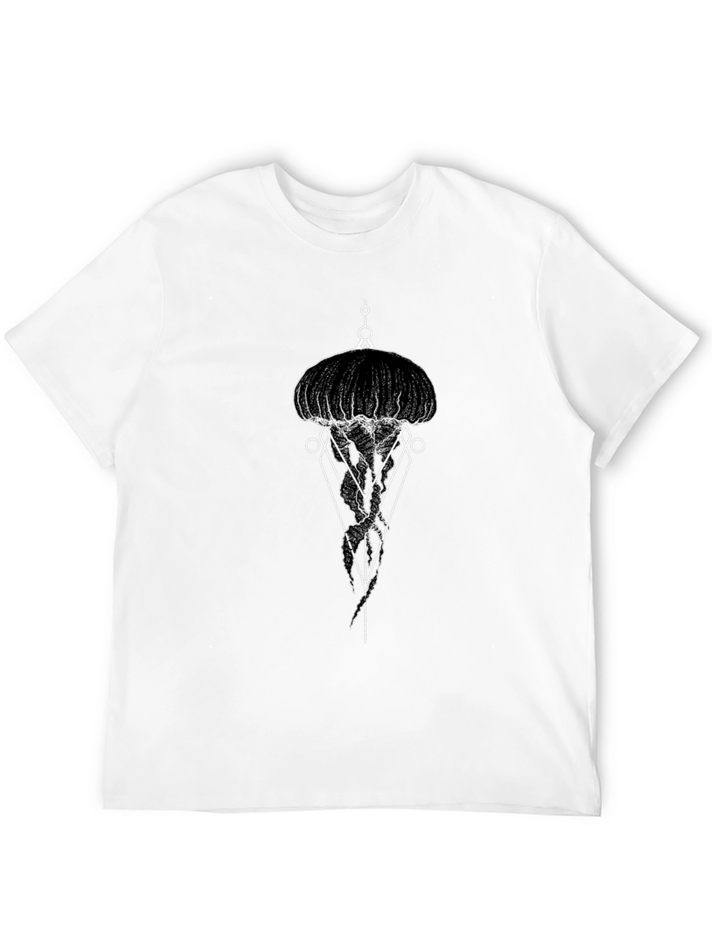 Geometric Jellyfish Graphic Tee - Black