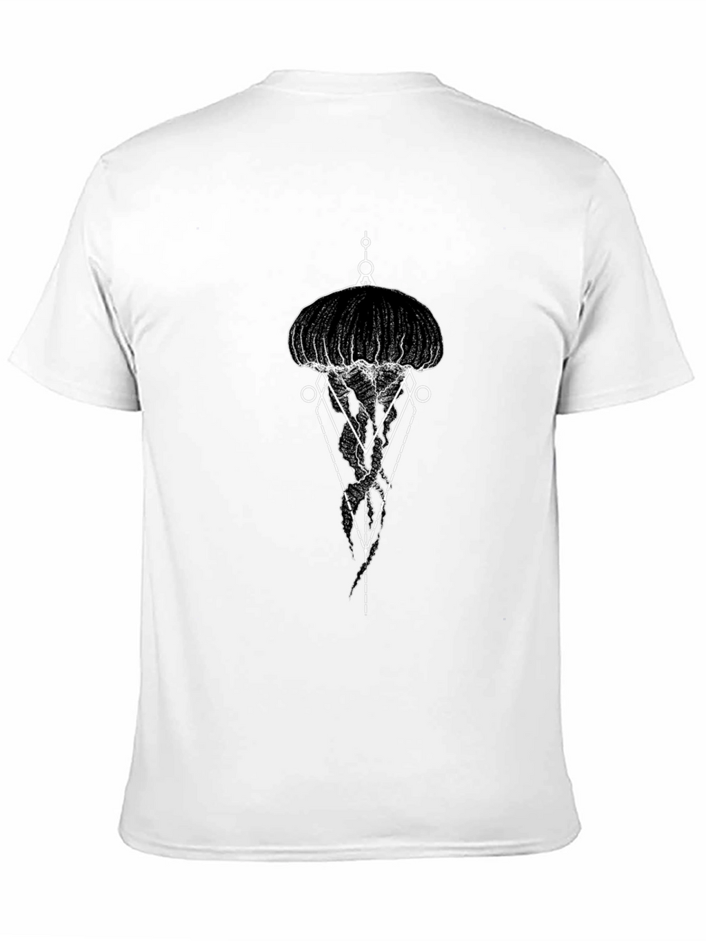 Geometric Jellyfish Graphic Tee - Black