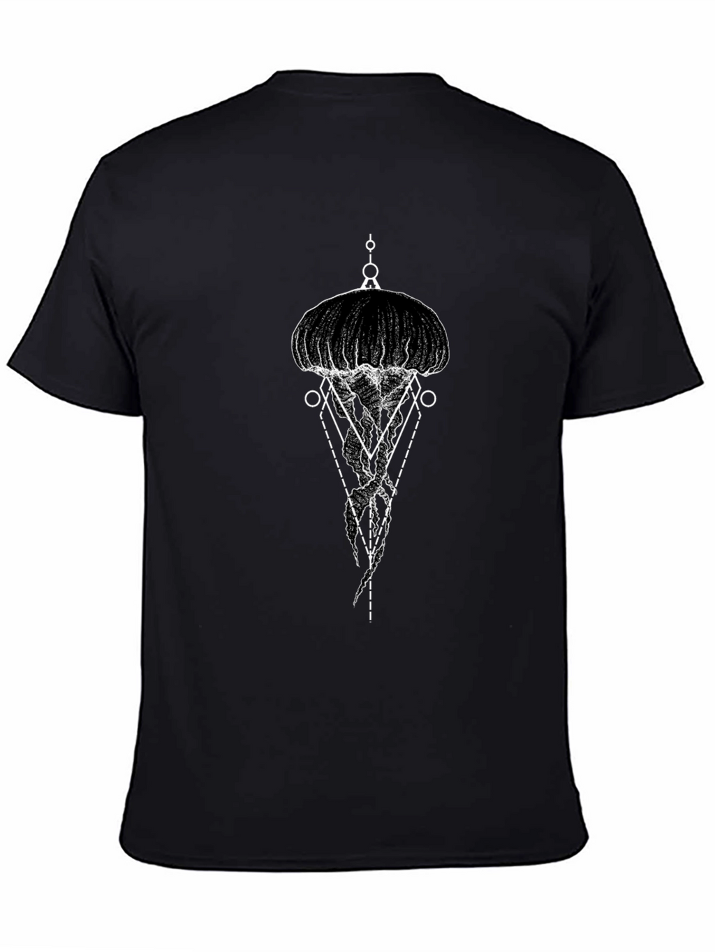 Geometric Jellyfish Graphic Tee - Black