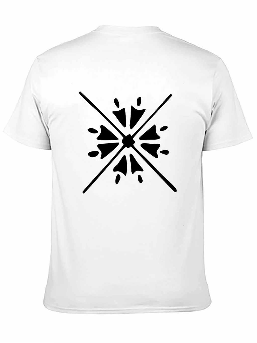 Black Tee with Geometric Starburst Design