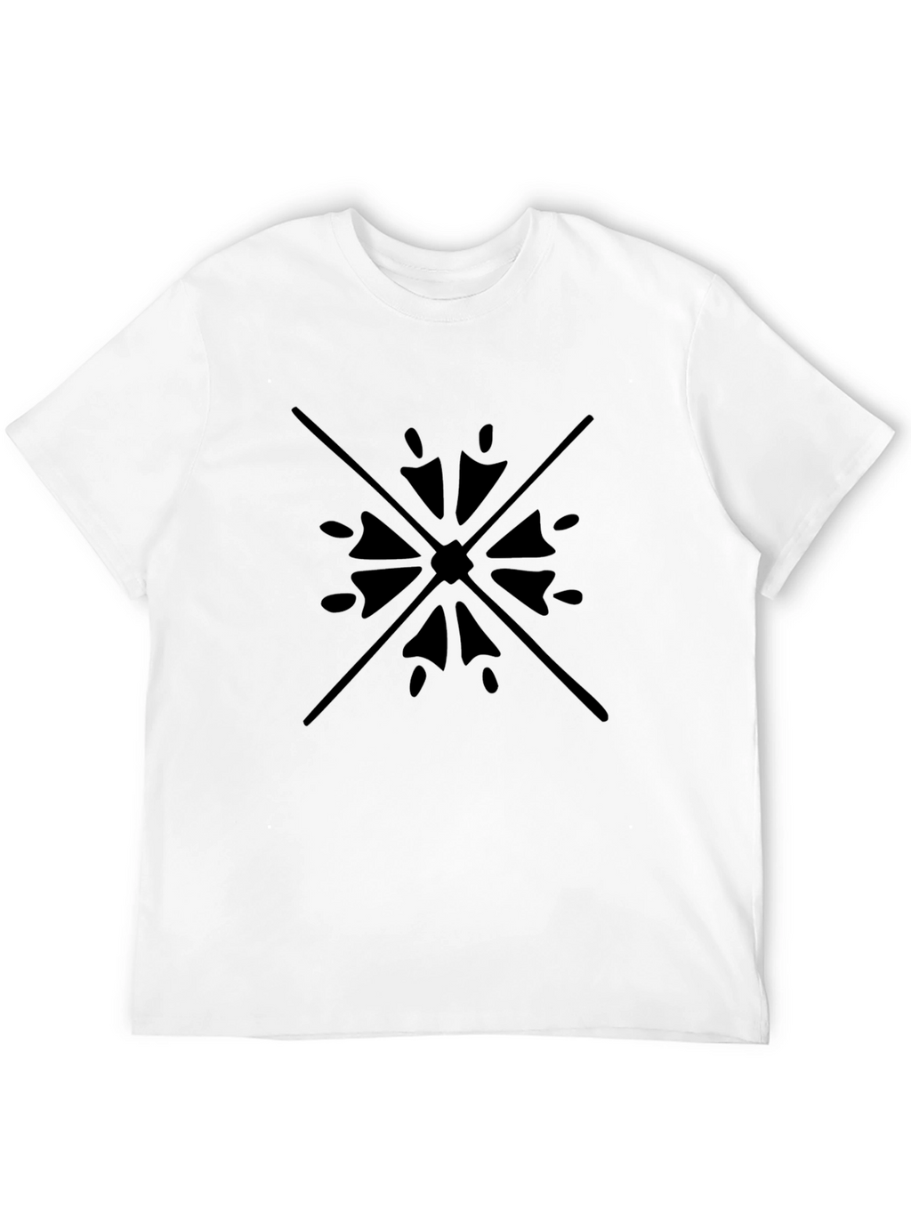 Black Tee with Geometric Starburst Design