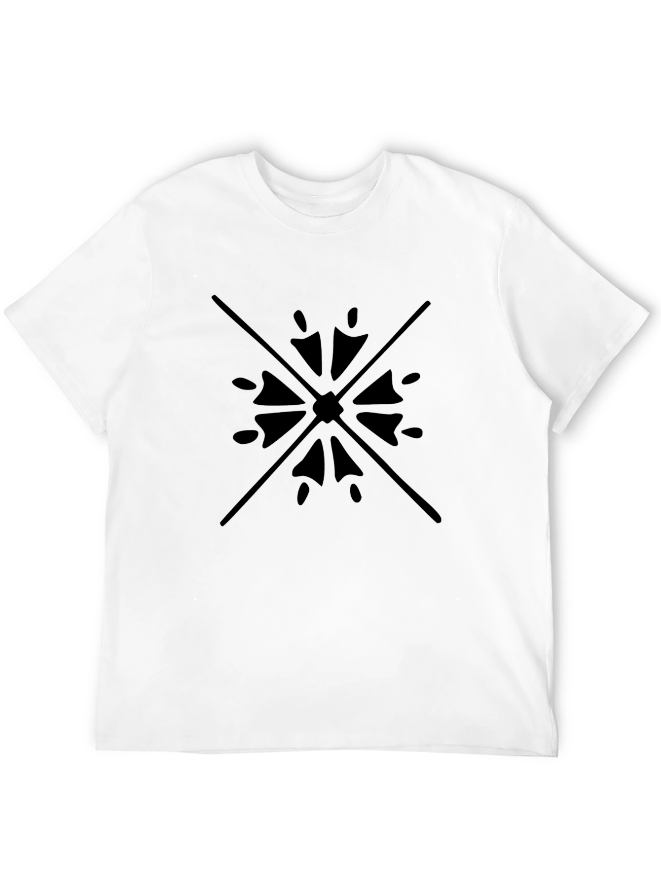 Black Tee with Geometric Starburst Design