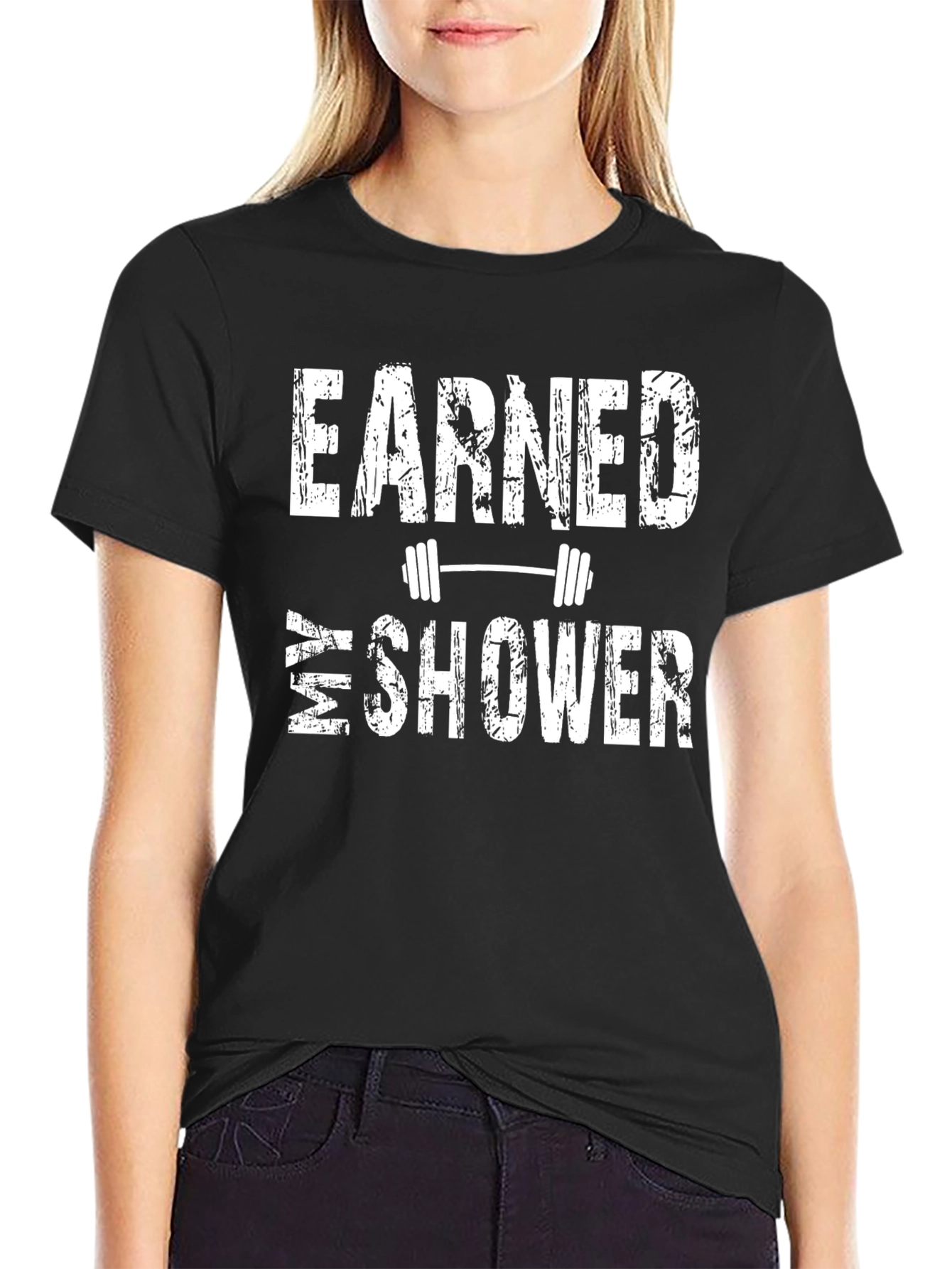 Earned My Shower Black Graphic T-Shirt