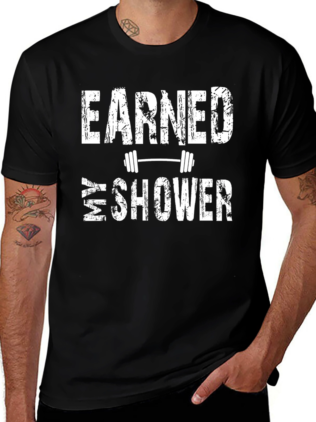 Earned My Shower Black Graphic T-Shirt