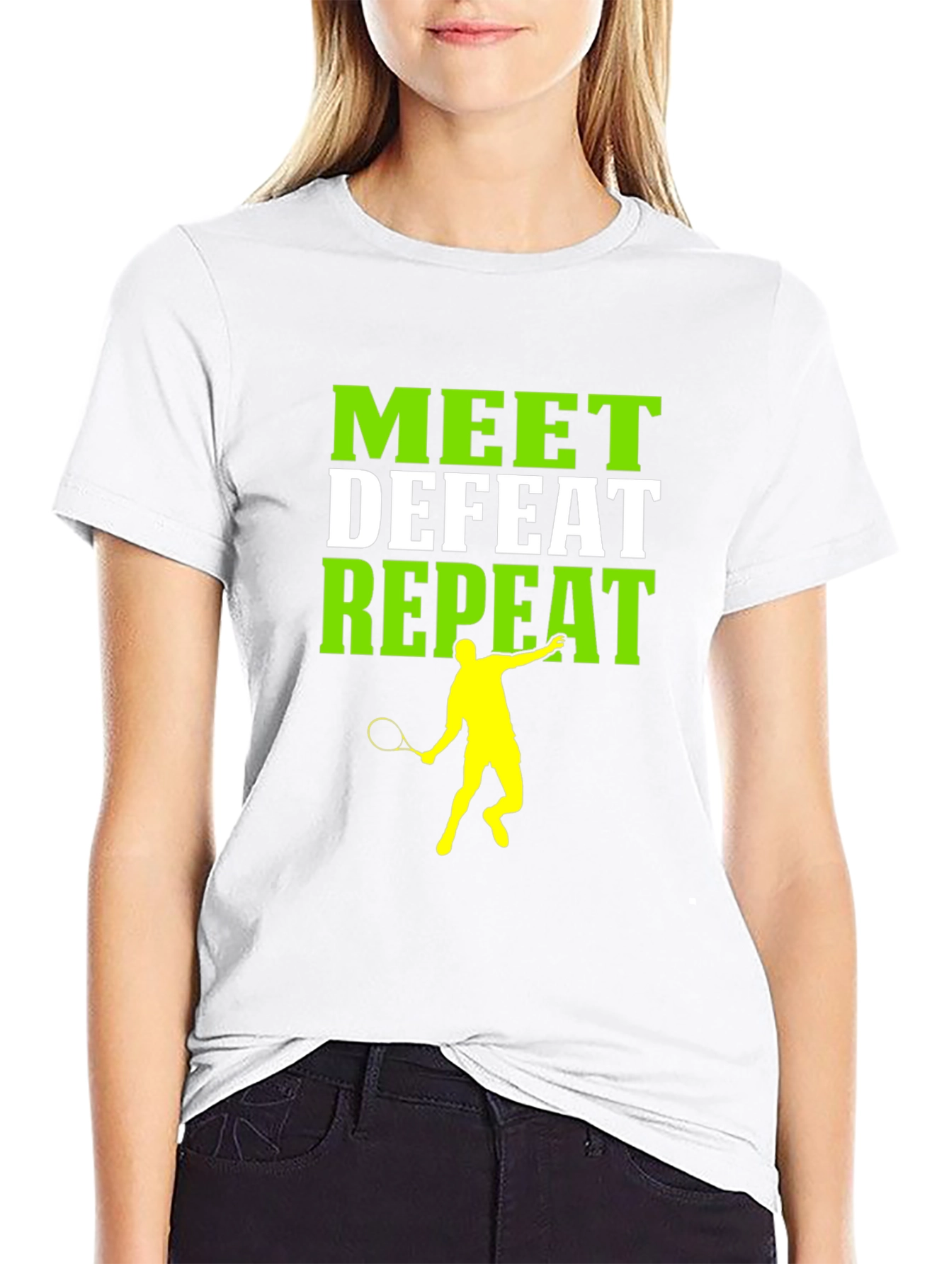 Meet Defeat Repeat Tennis Graphic Tee