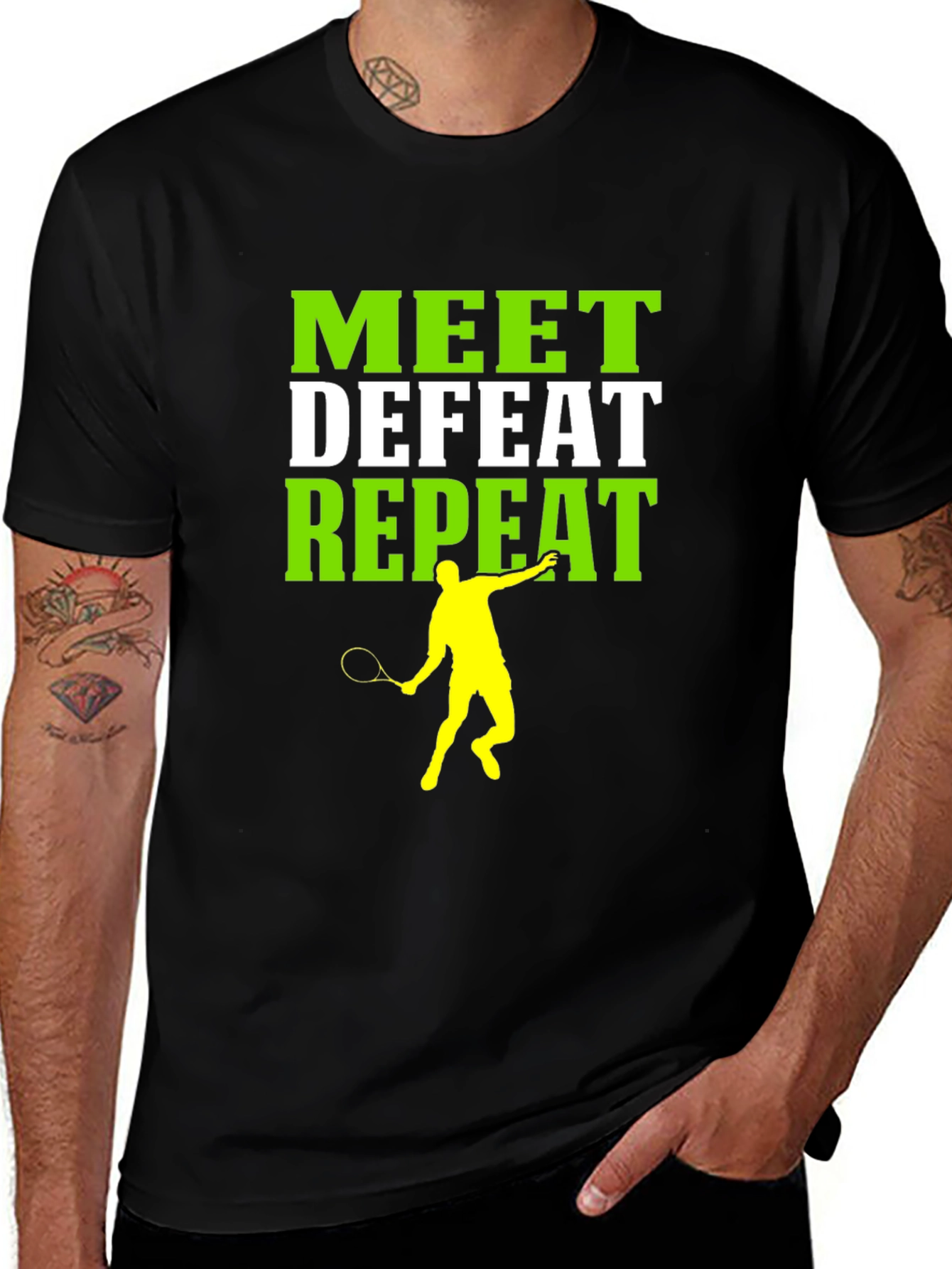 Meet Defeat Repeat Tennis Graphic Tee