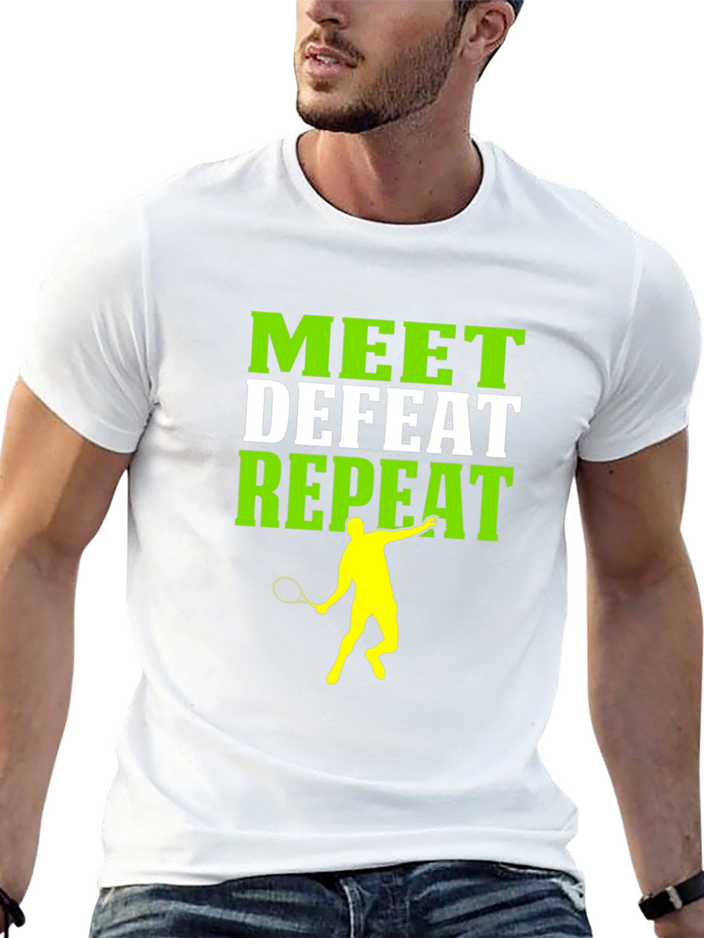 Meet Defeat Repeat Tennis Graphic Tee