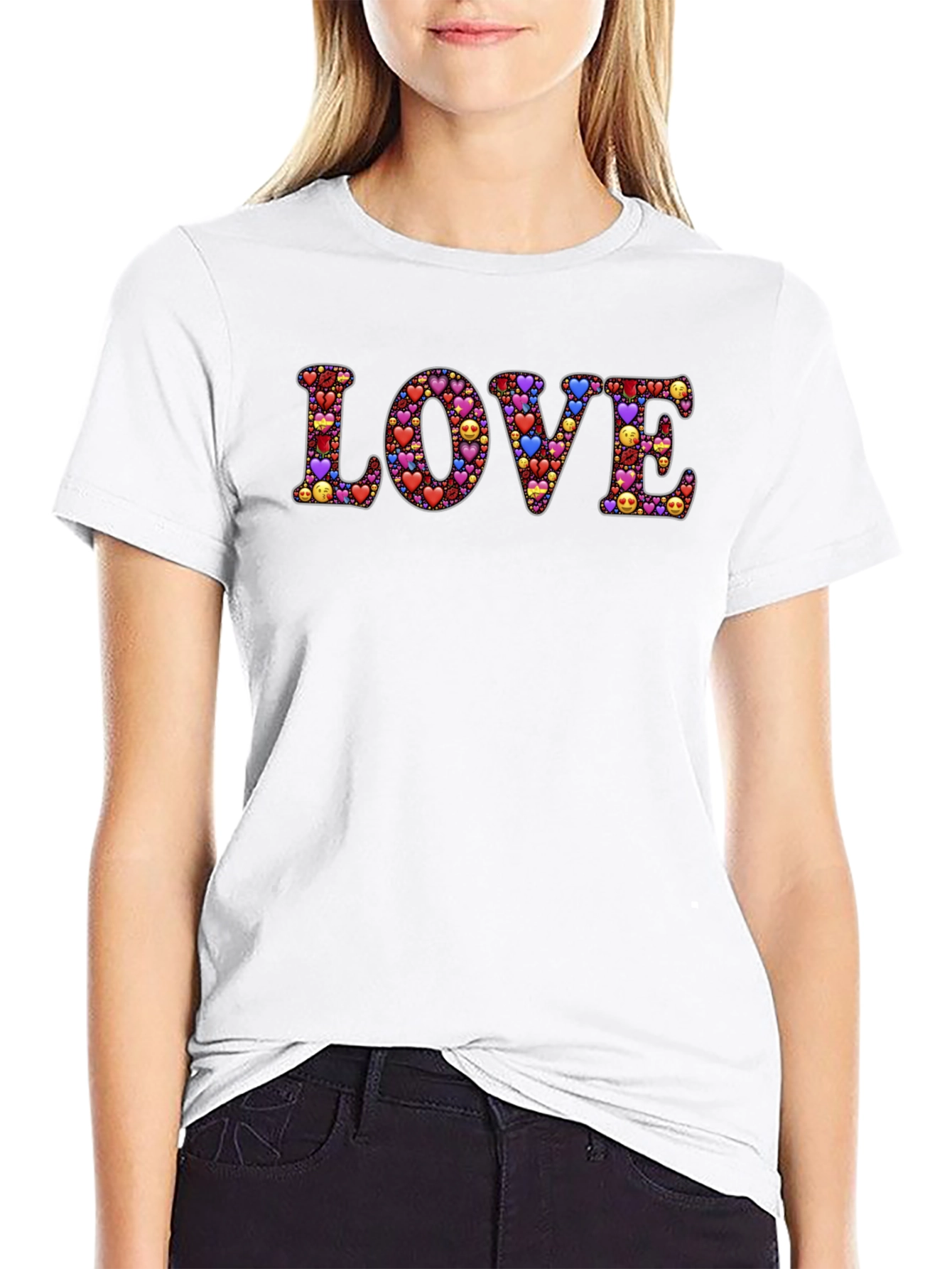 LOVE Emoji Hearts Graphic T-Shirt
