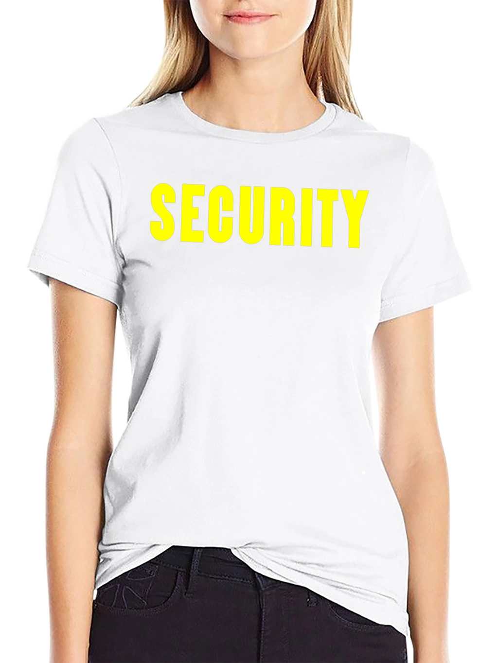 Security Black T-Shirt with Yellow Print