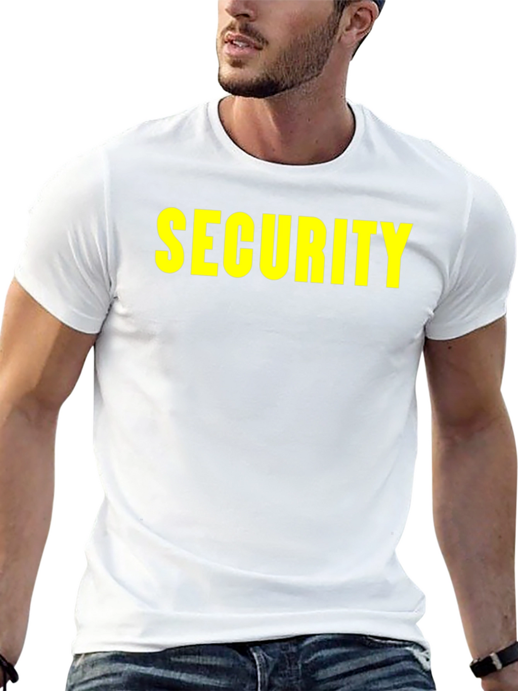 Security Black T-Shirt with Yellow Print
