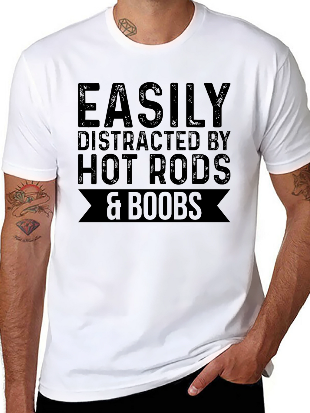 Easily Distracted Hot Rods & Boobs Graphic Tee