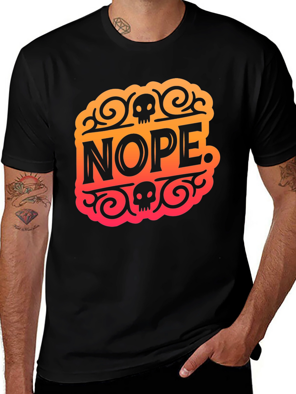 Nope Skull Graphic Tee - Edgy Humor T-Shirt