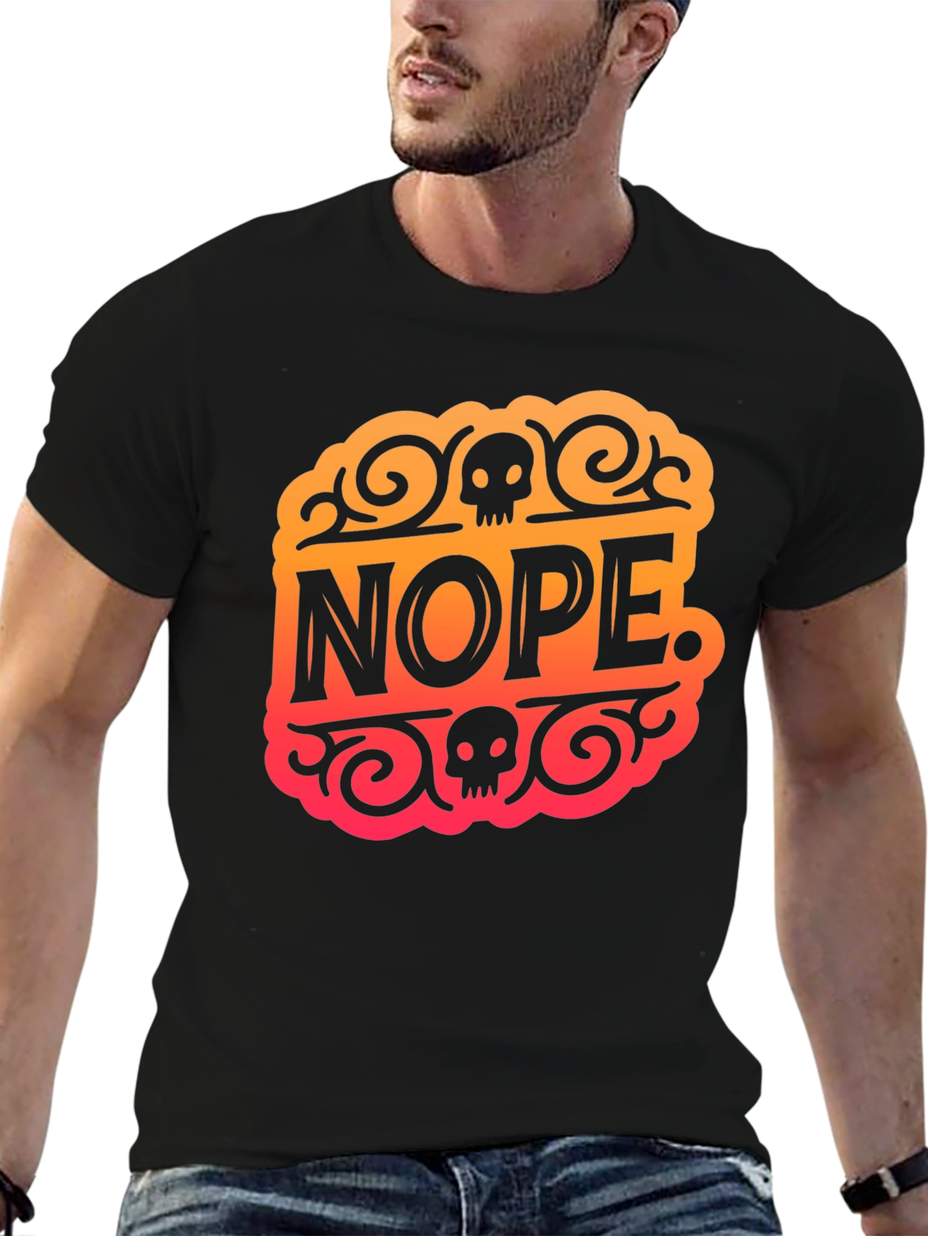 Nope Skull Graphic Tee - Edgy Humor T-Shirt