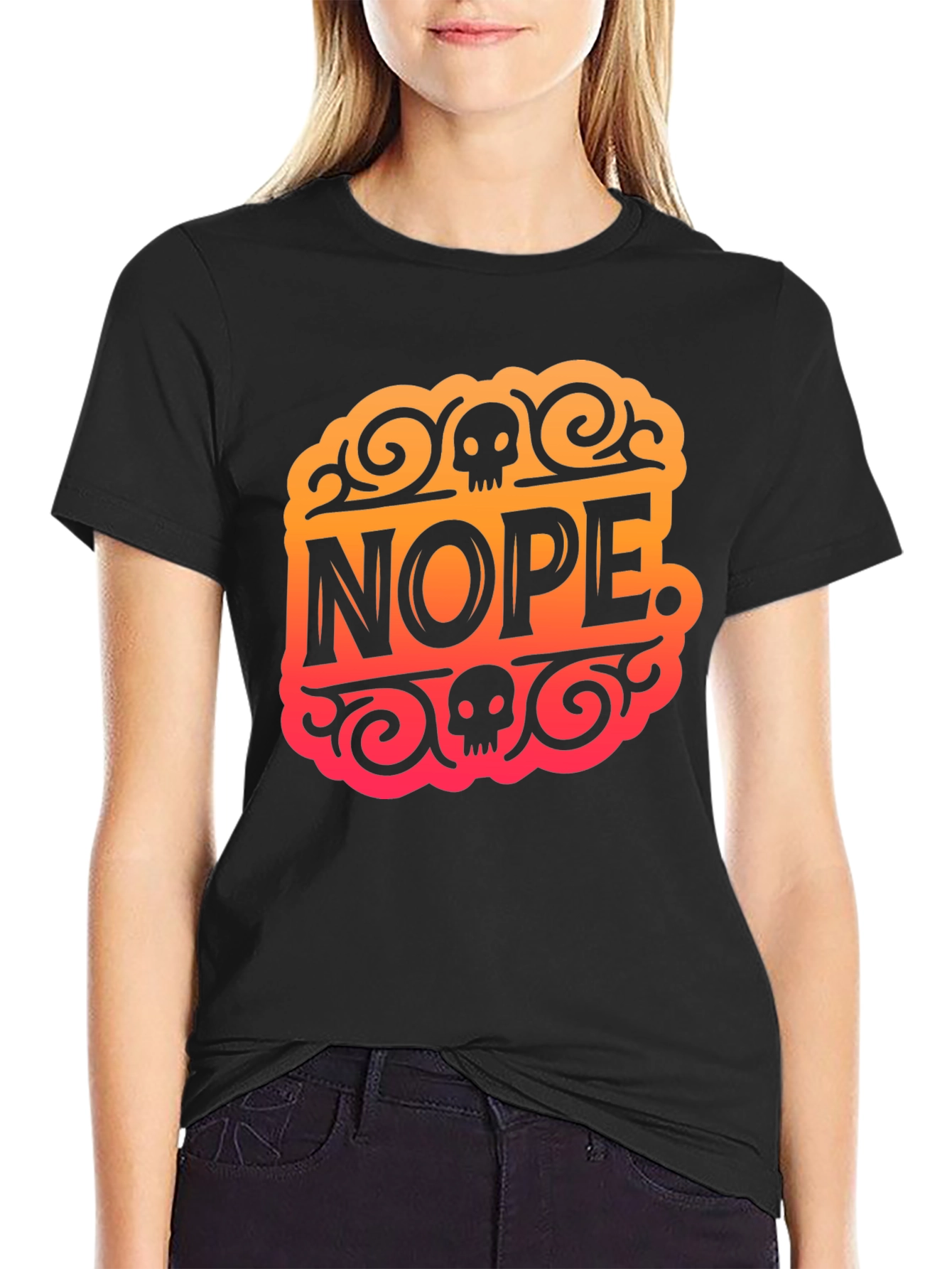 Nope Skull Graphic Tee - Edgy Humor T-Shirt