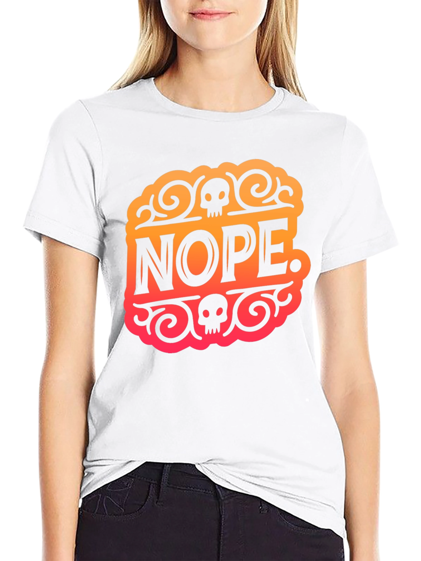 Nope Skull Graphic Tee - Edgy Humor T-Shirt