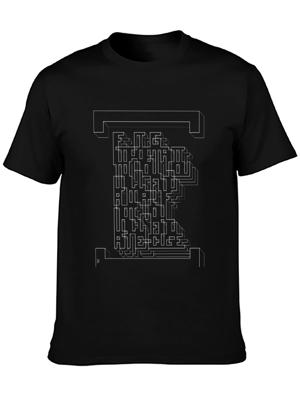 Abstract Maze Graphic T-Shirt - Black