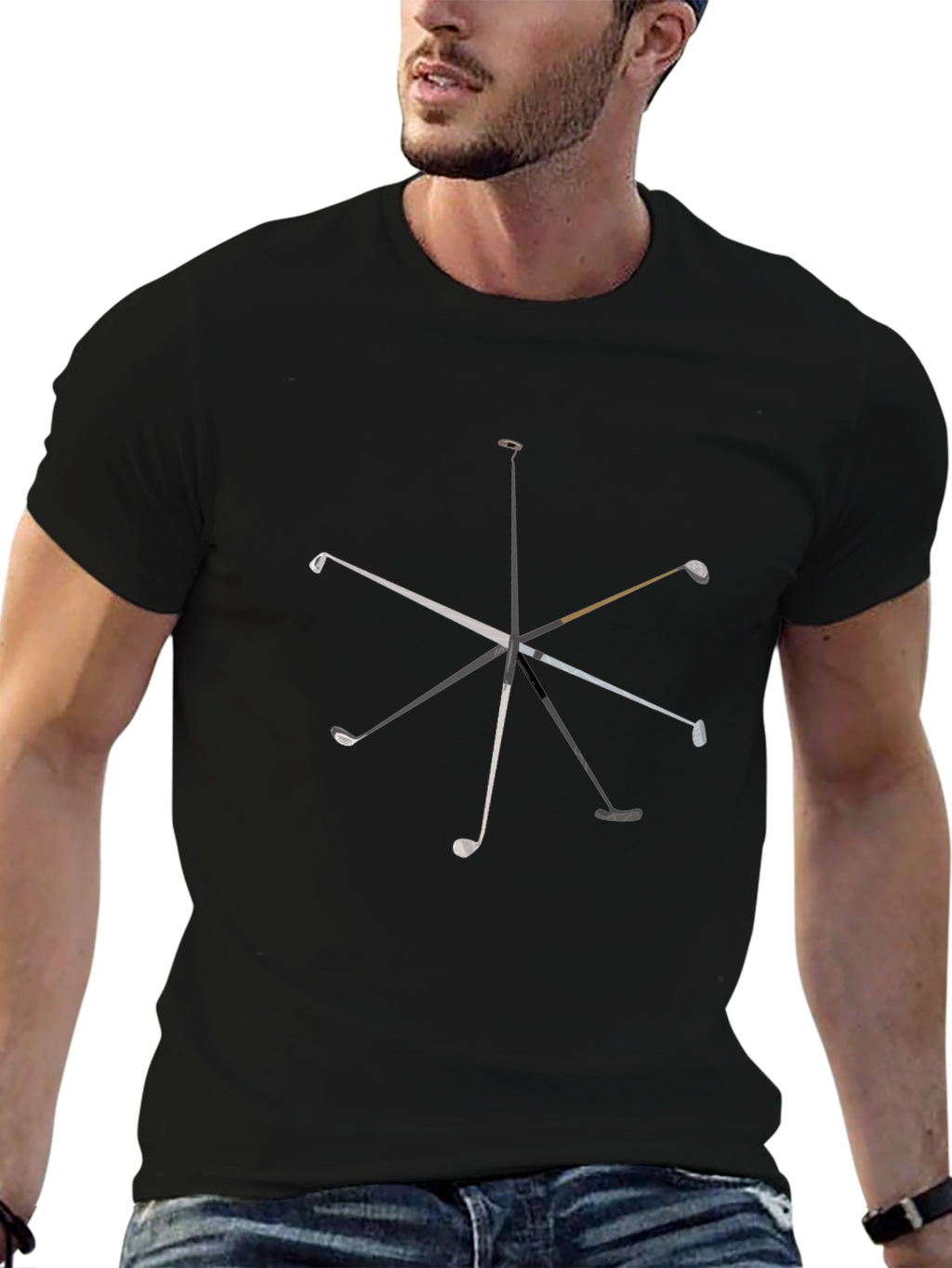 Golf Club Graphic T-Shirt - Black Cotton Tee