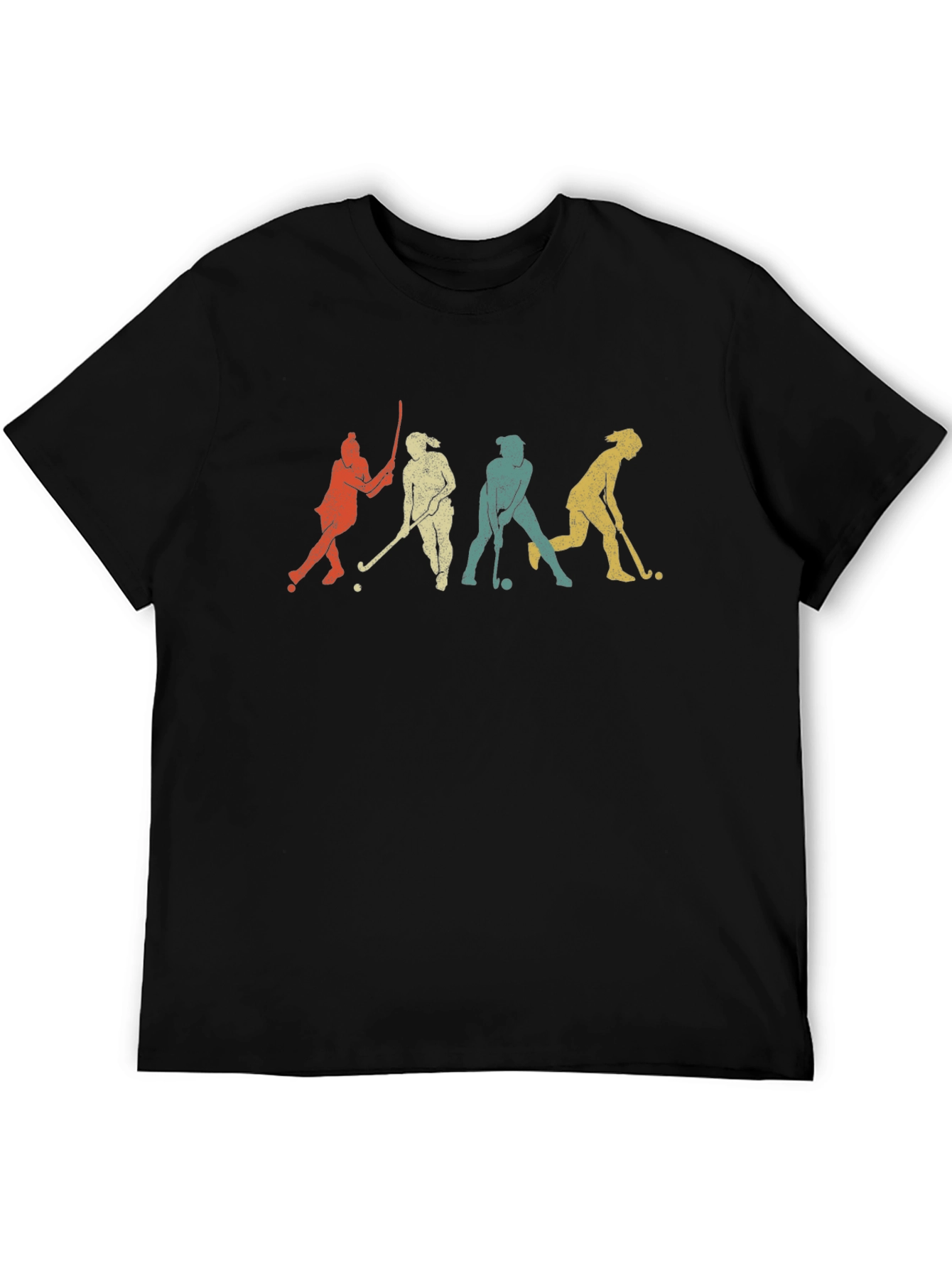 Retro Field Hockey Player Silhouette Graphic T-Shirt