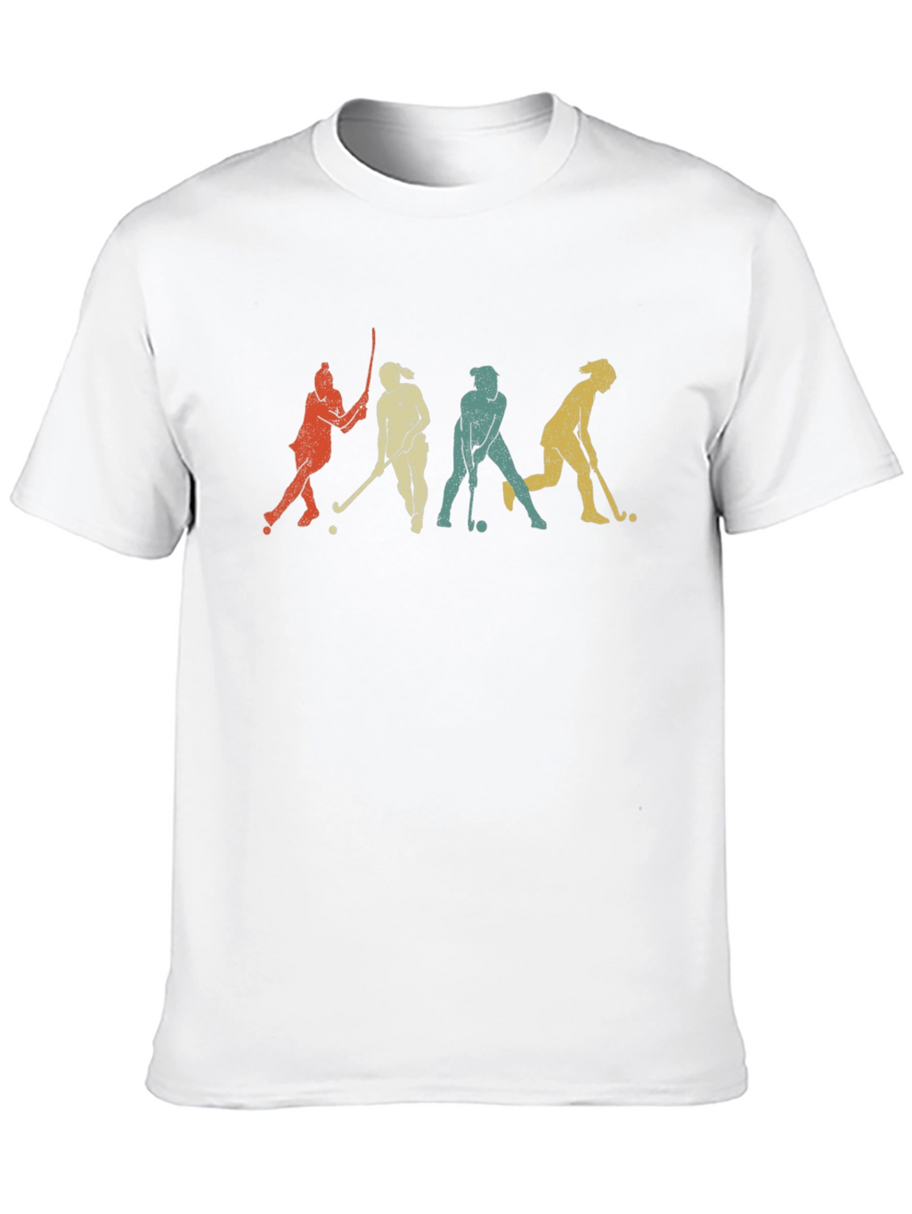 Retro Field Hockey Player Silhouette Graphic T-Shirt