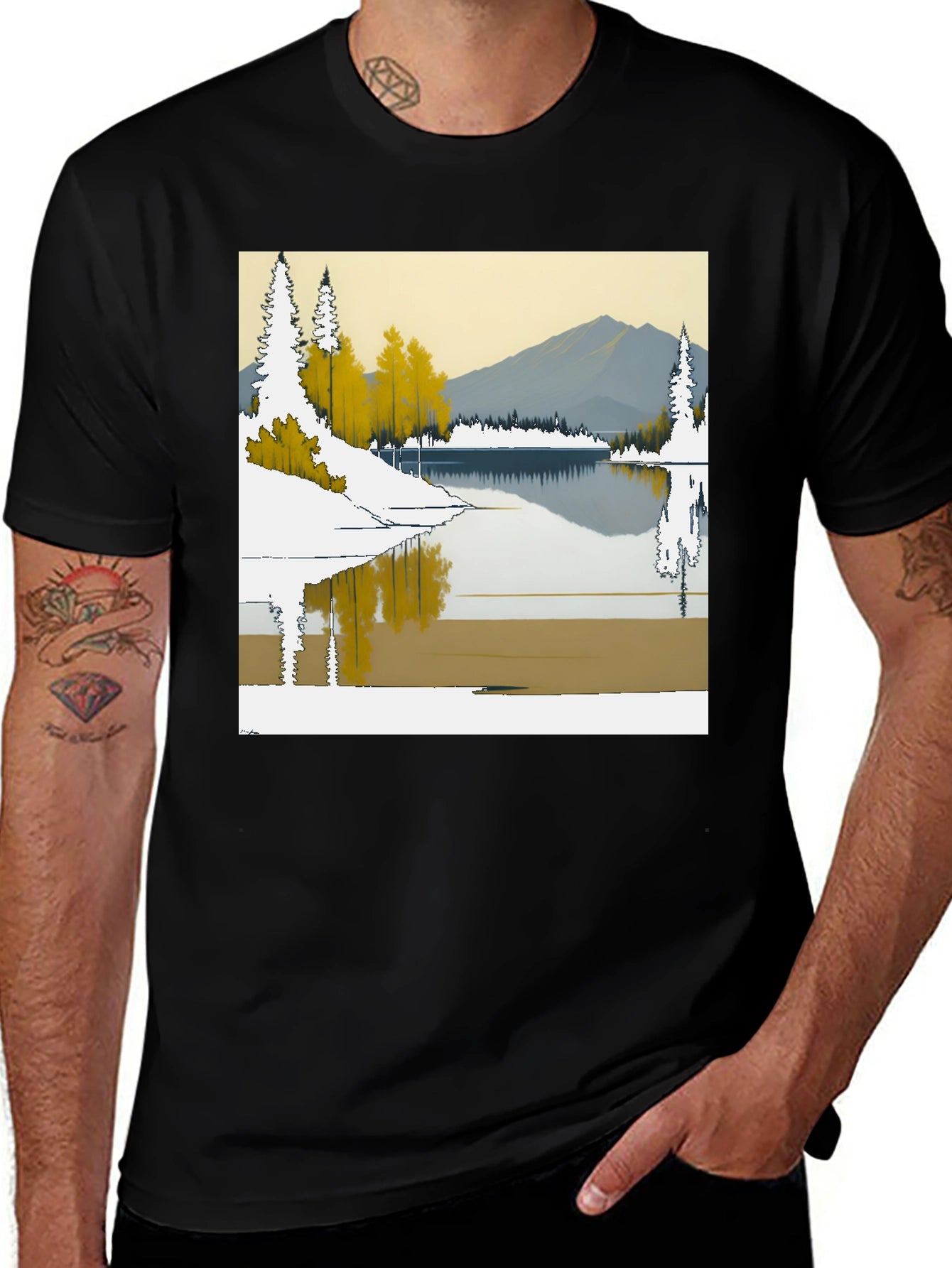 Scenic Lake & Mountain Graphic Tee