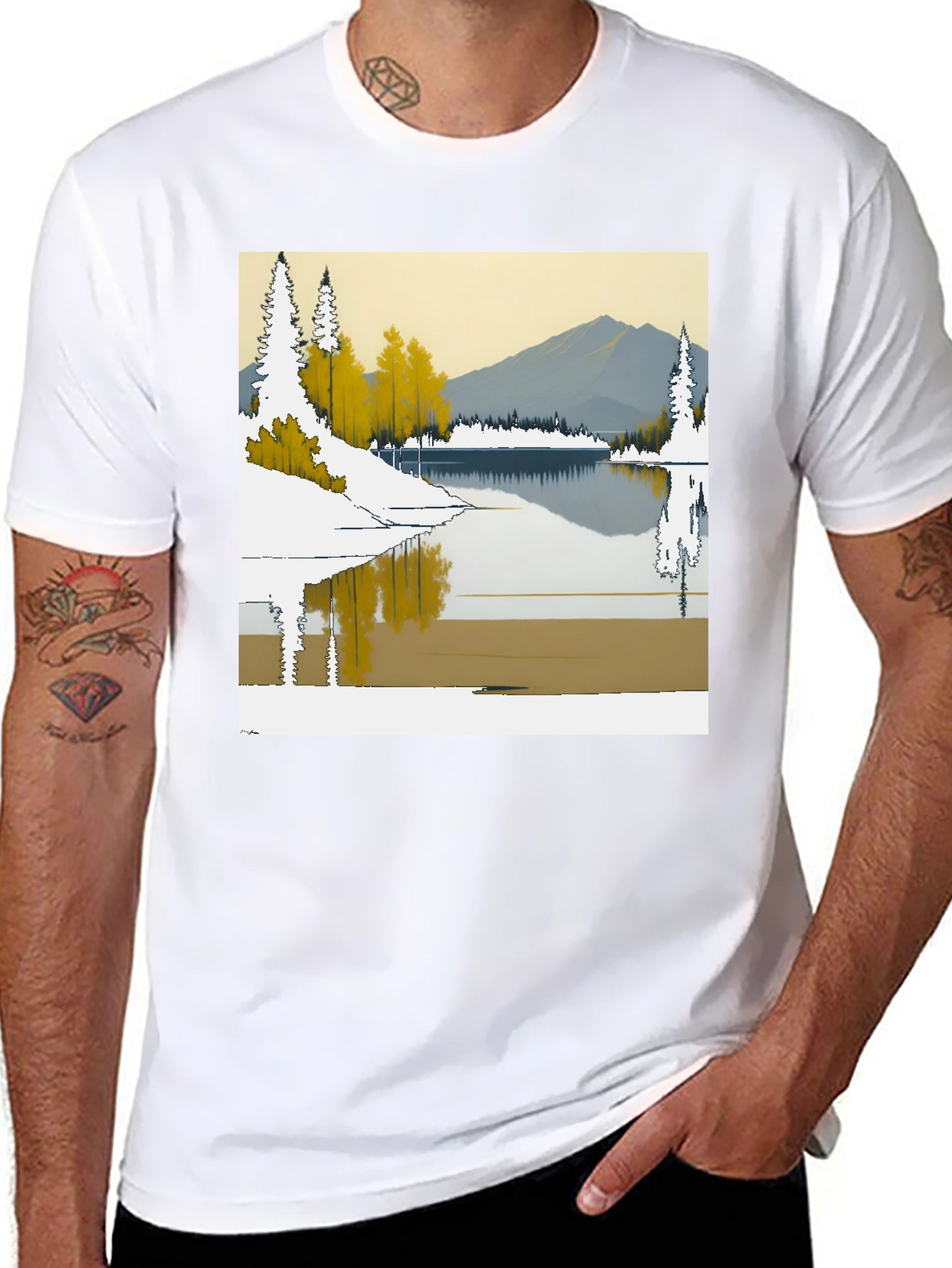 Scenic Lake & Mountain Graphic Tee