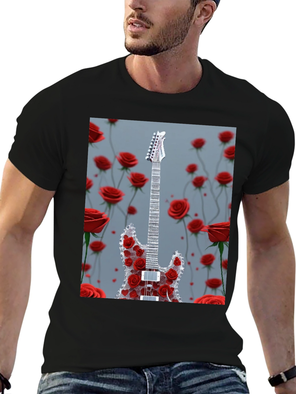 Guitar and Roses Graphic Tee
