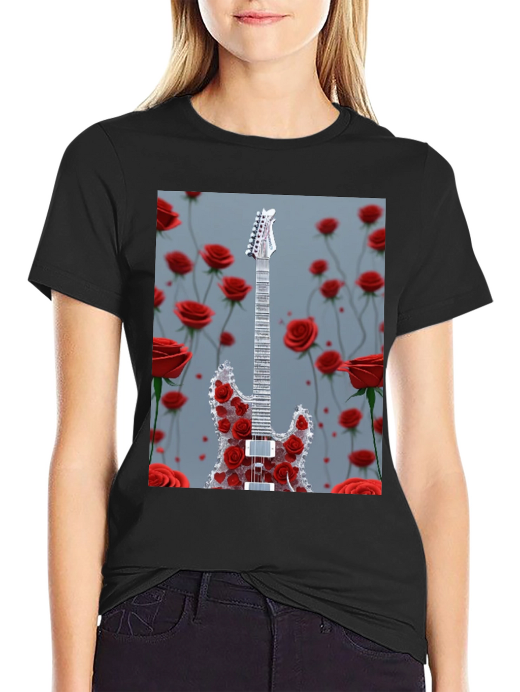 Guitar and Roses Graphic Tee