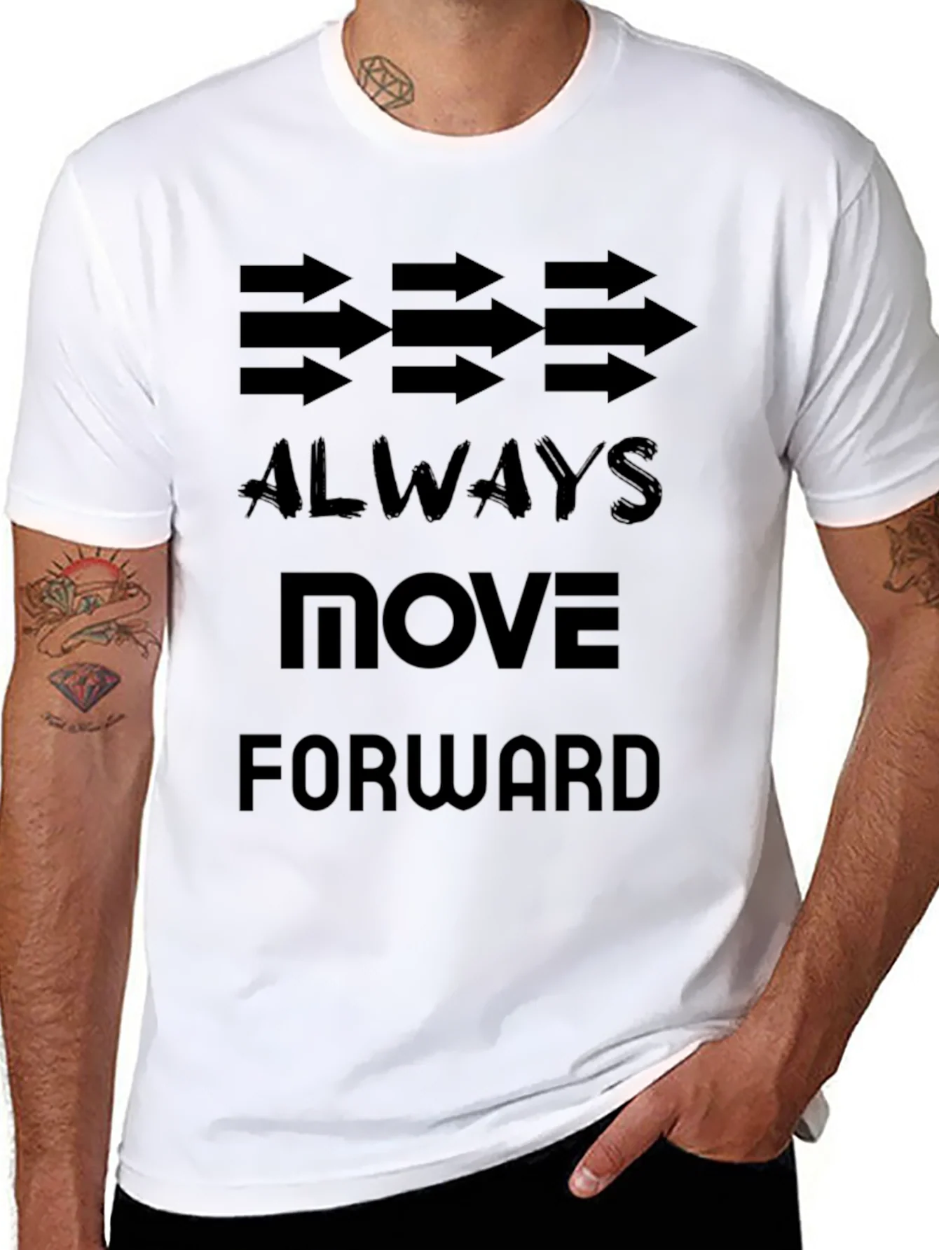 Always Move Forward Graphic T-Shirt - Motivational Black Tee