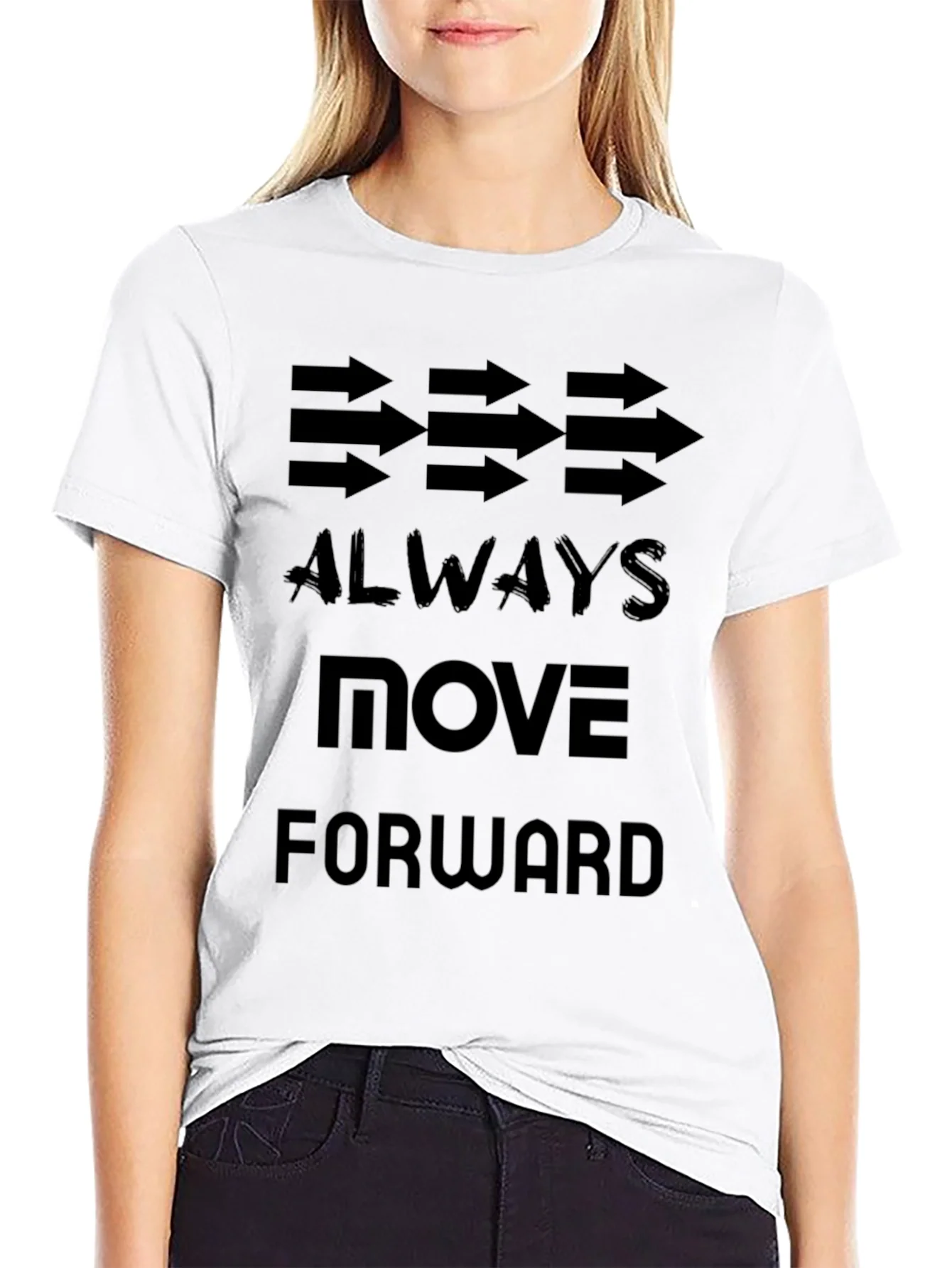 Always Move Forward Graphic T-Shirt - Motivational Black Tee