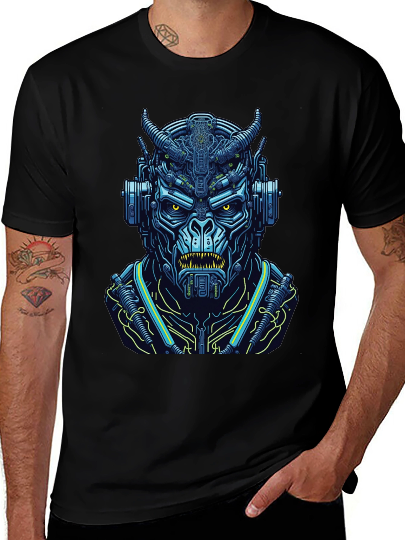 Cyberpunk Demon T-Shirt: Futuristic Fiend Design