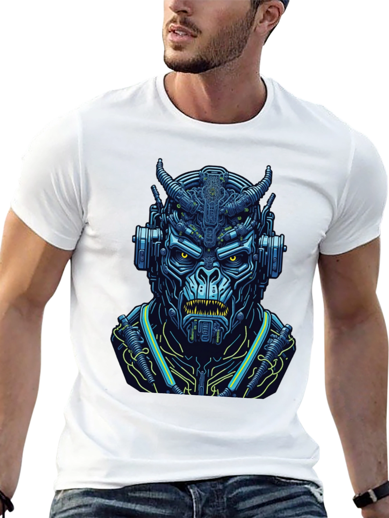 Cyberpunk Demon T-Shirt: Futuristic Fiend Design