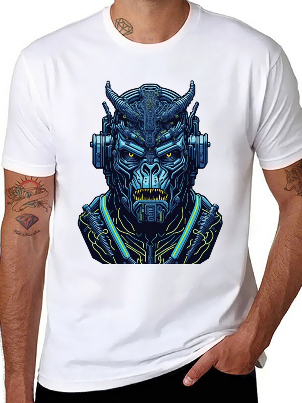 Cyberpunk Demon T-Shirt: Futuristic Fiend Design