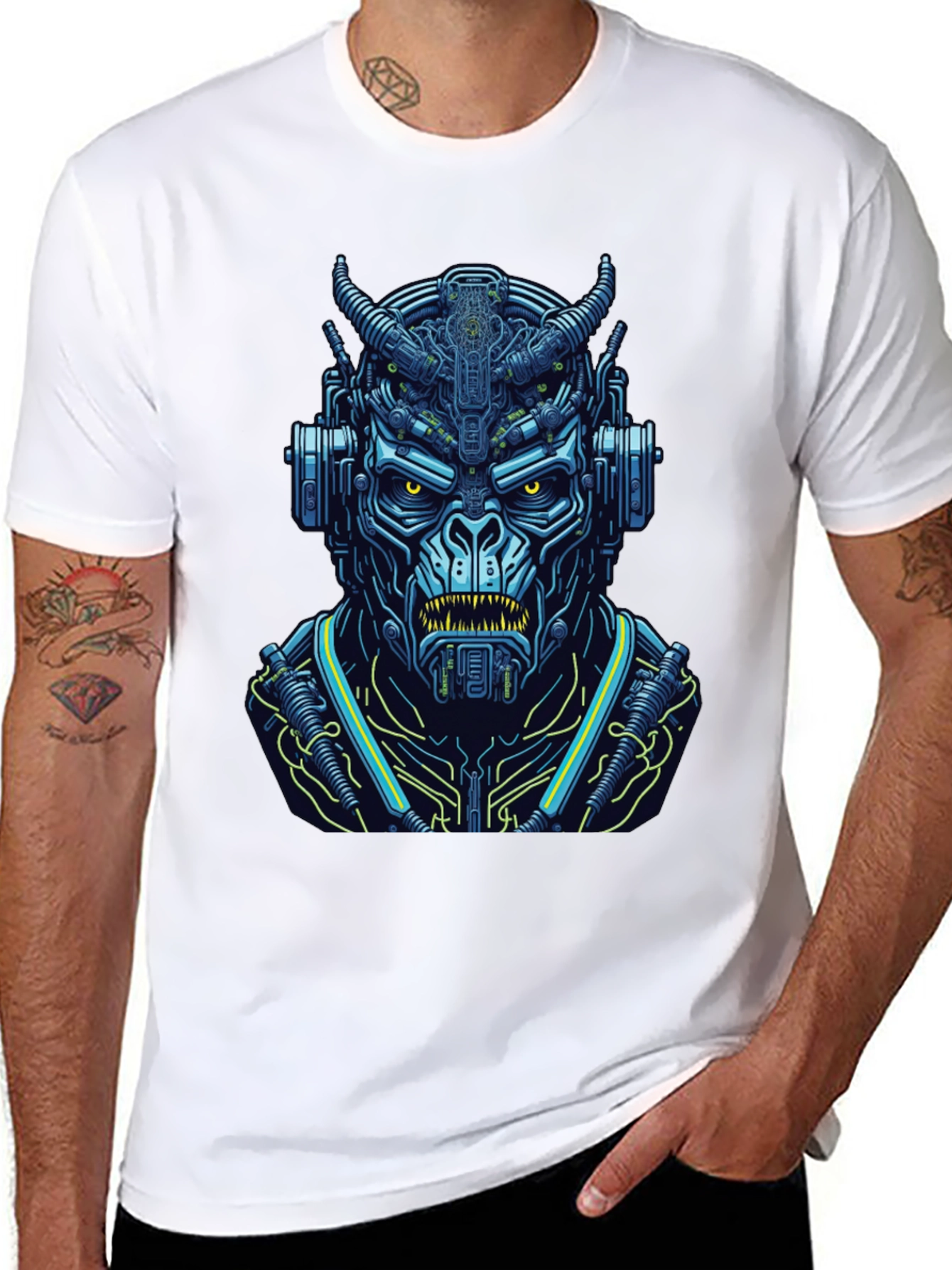 Cyberpunk Demon T-Shirt: Futuristic Fiend Design
