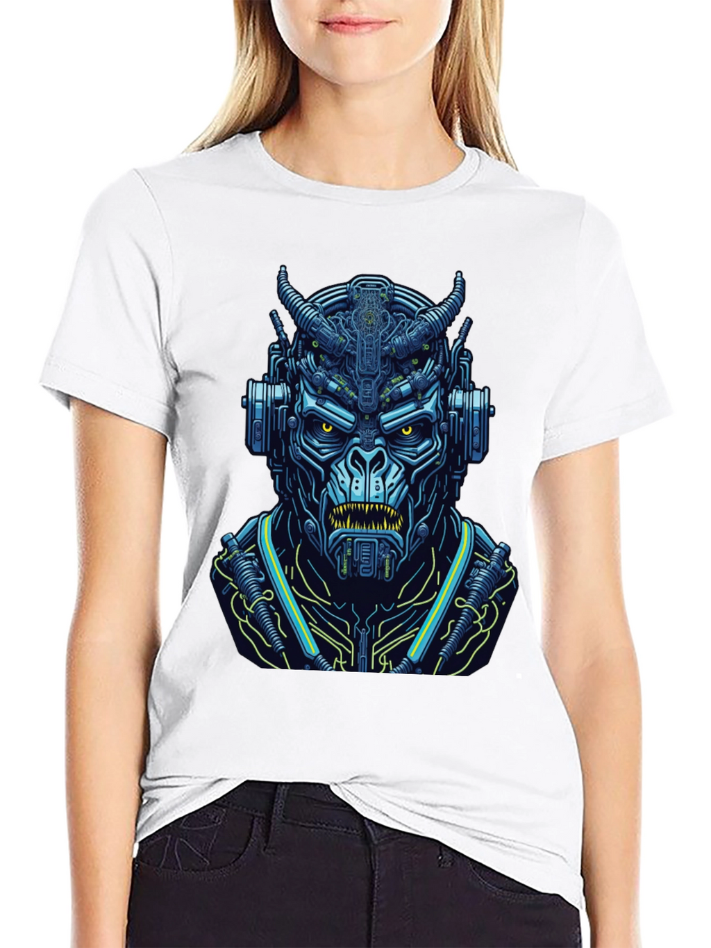 Cyberpunk Demon T-Shirt: Futuristic Fiend Design