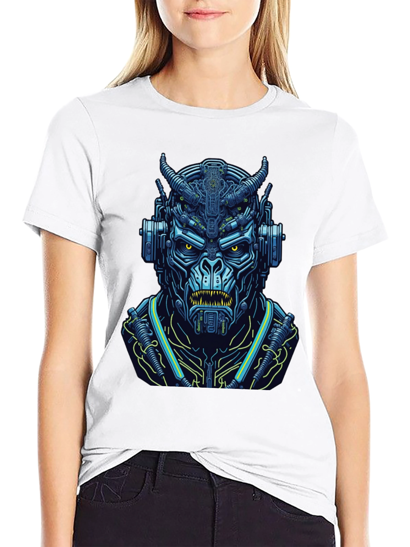 Cyberpunk Demon T-Shirt: Futuristic Fiend Design