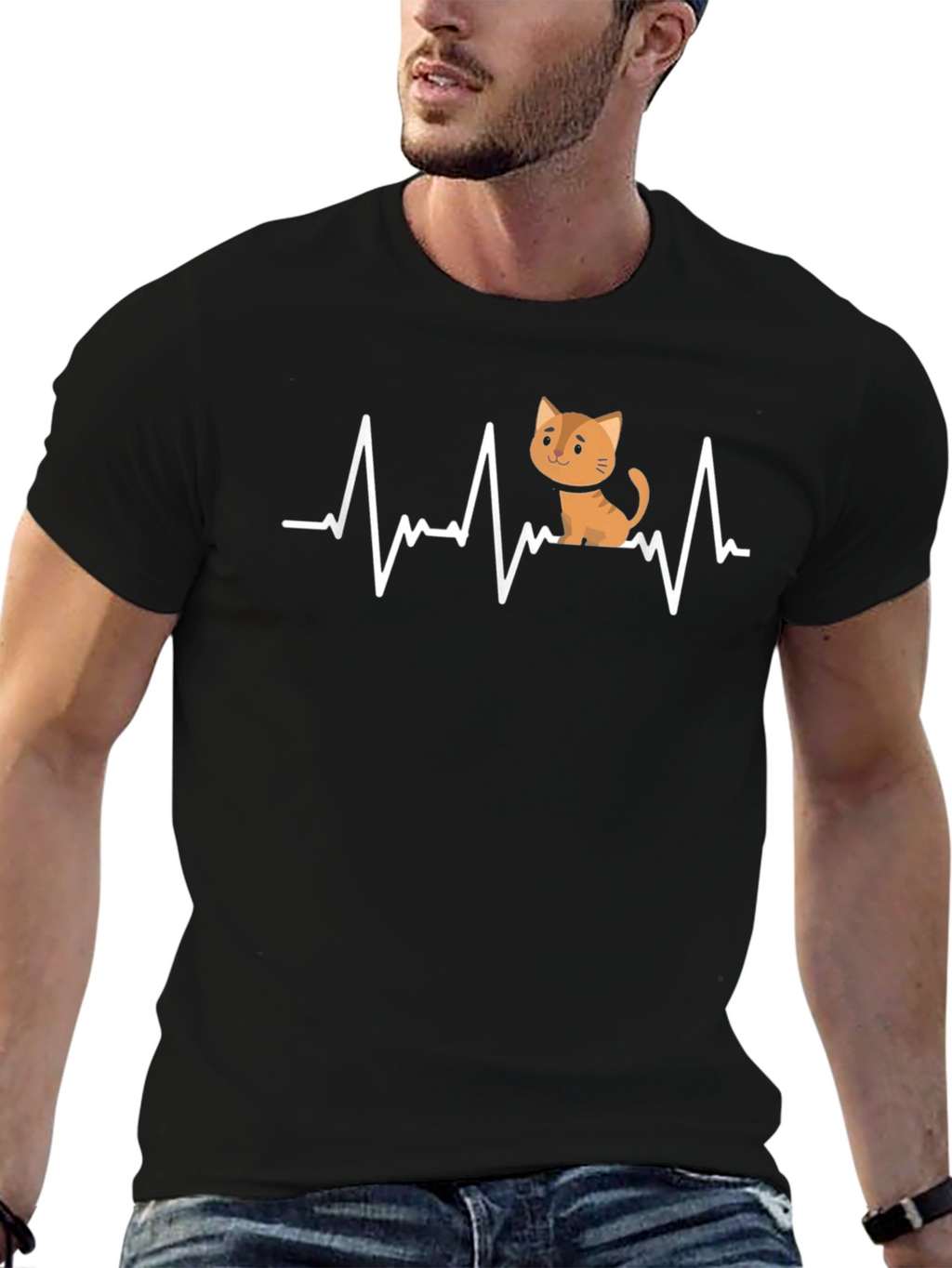 Cat Heartbeat Graphic Tee - Unisex Comfort