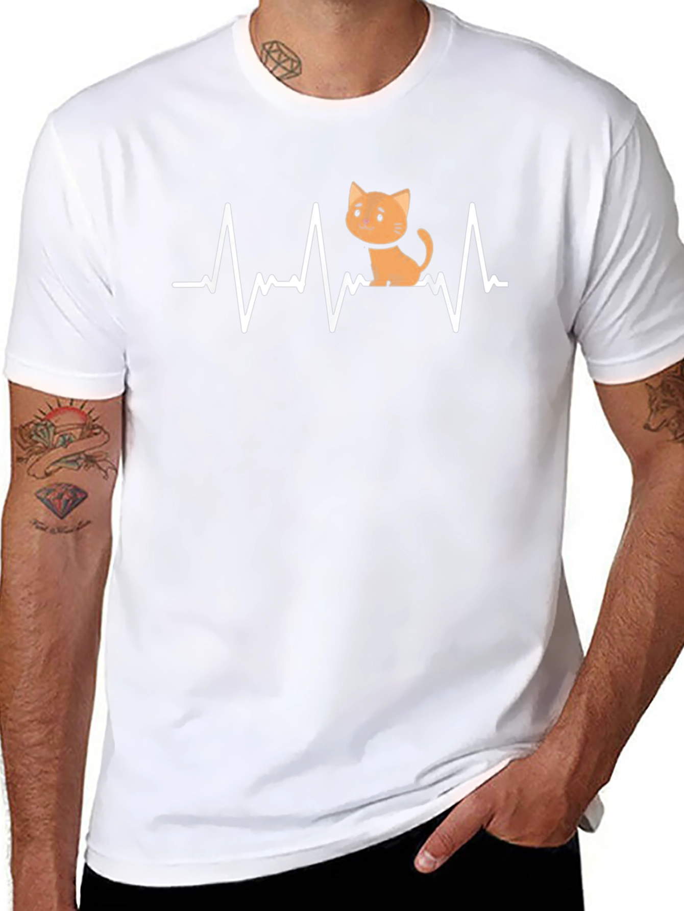 Cat Heartbeat Graphic Tee - Unisex Comfort
